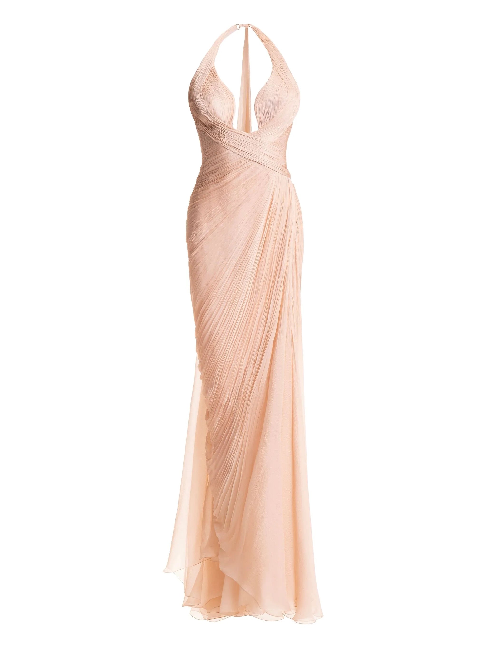 Milagros halterneck draped maxi dress