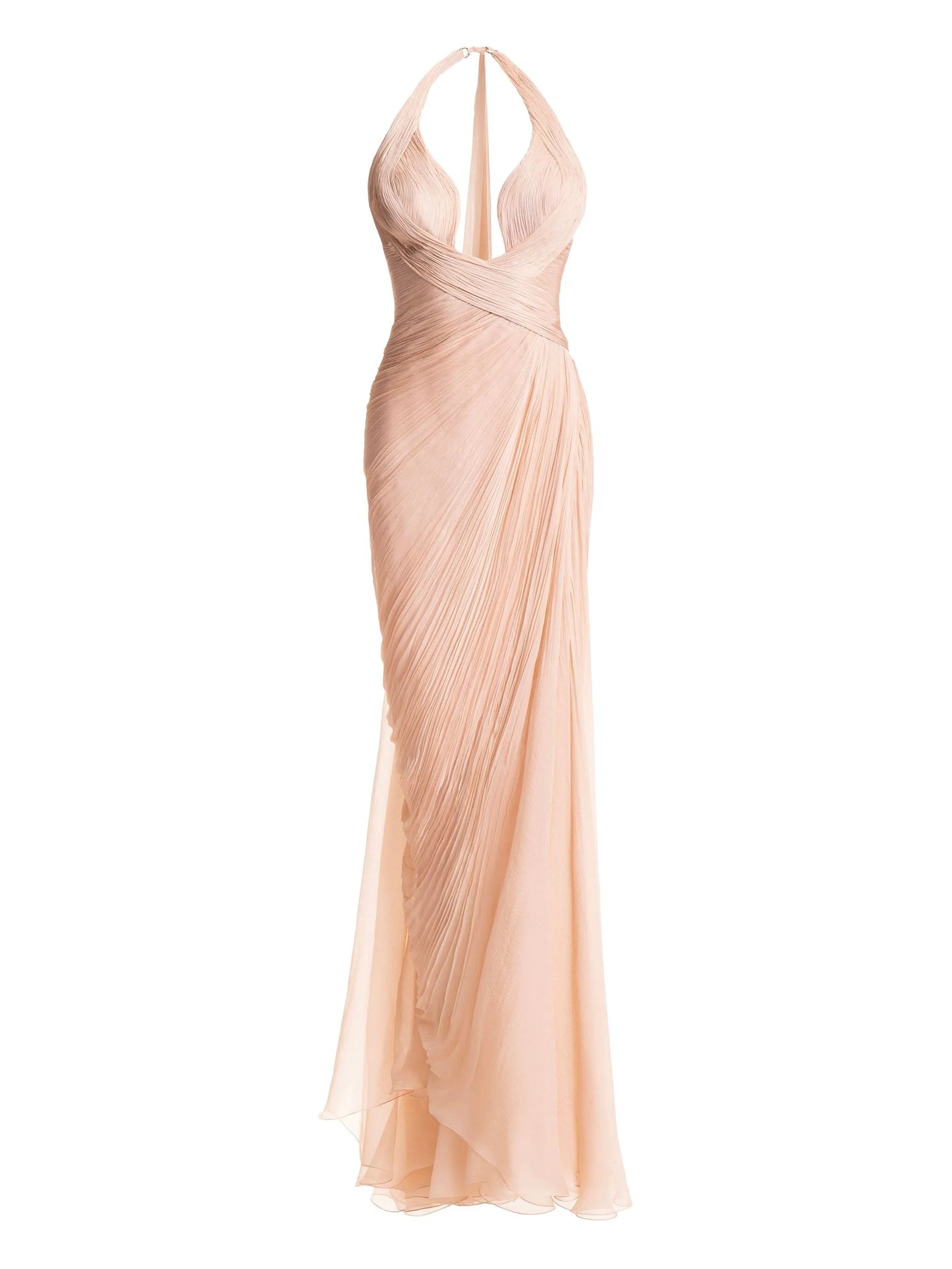 Milagros halterneck draped maxi dress