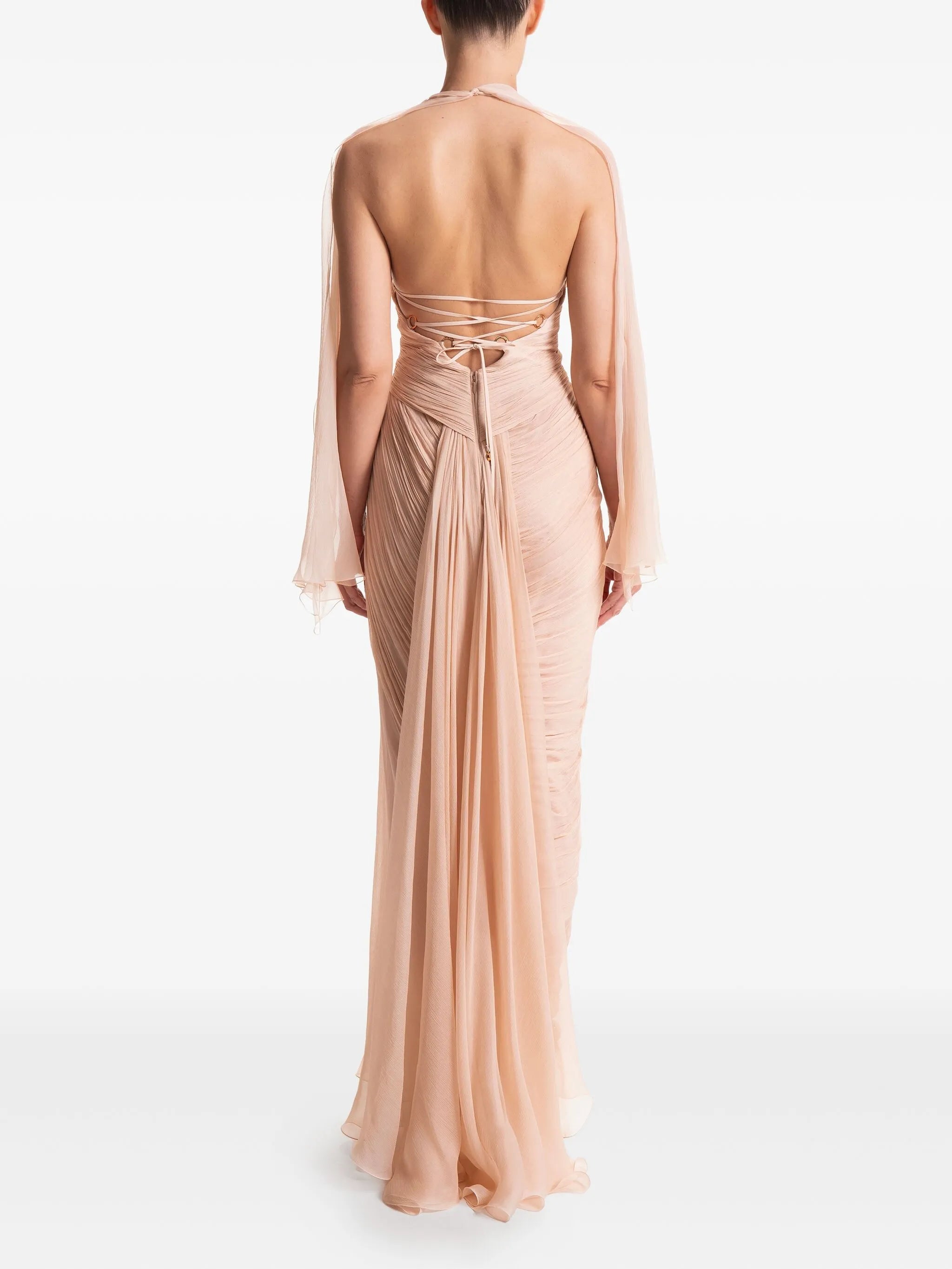 Milagros halterneck draped maxi dress