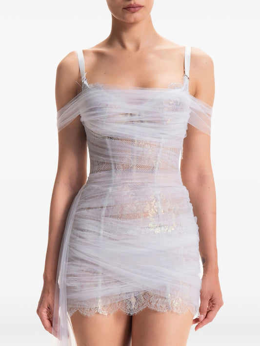 Salome lace-embellished mini dress