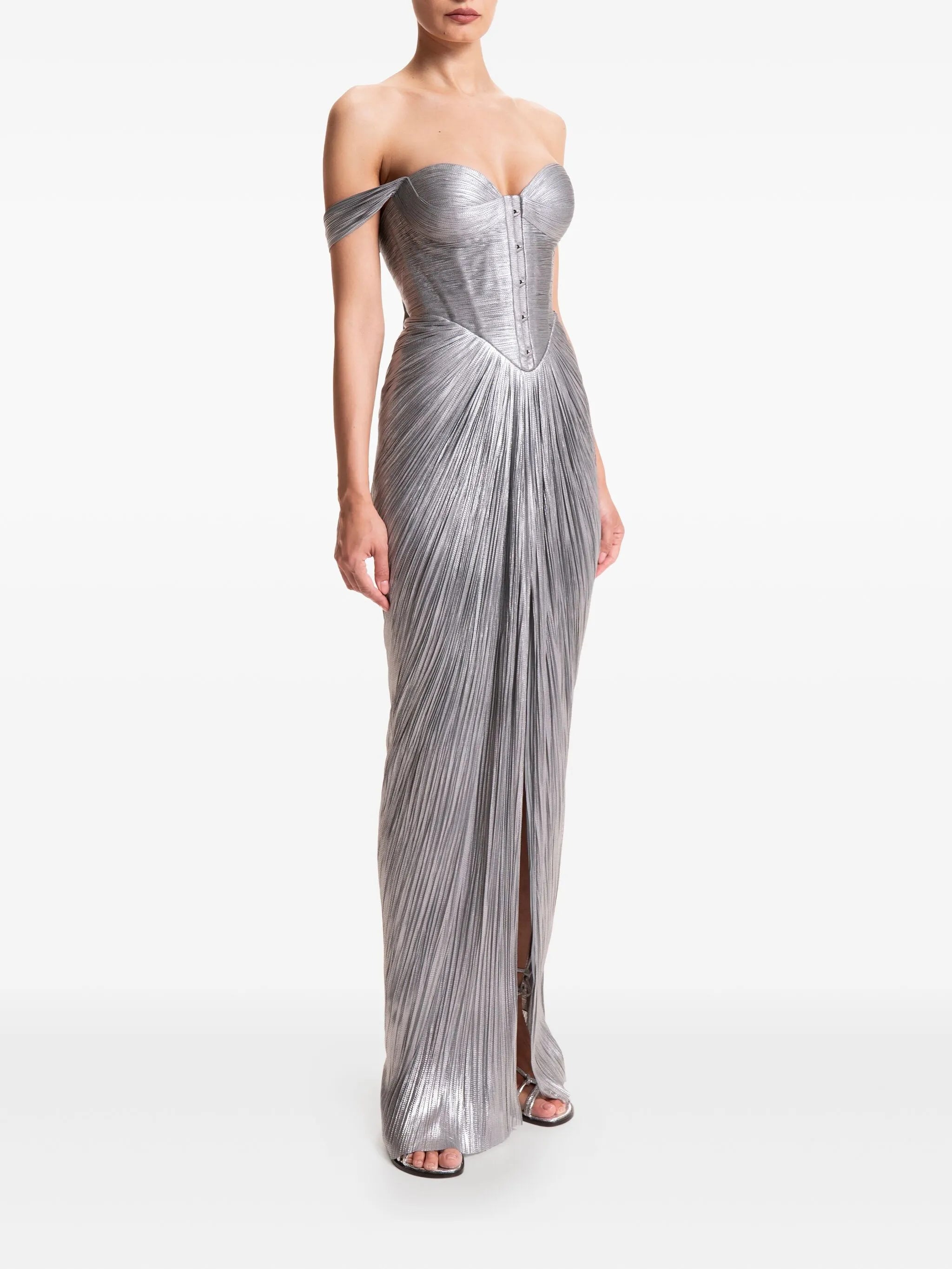 Susie off-shoulder pleated dress