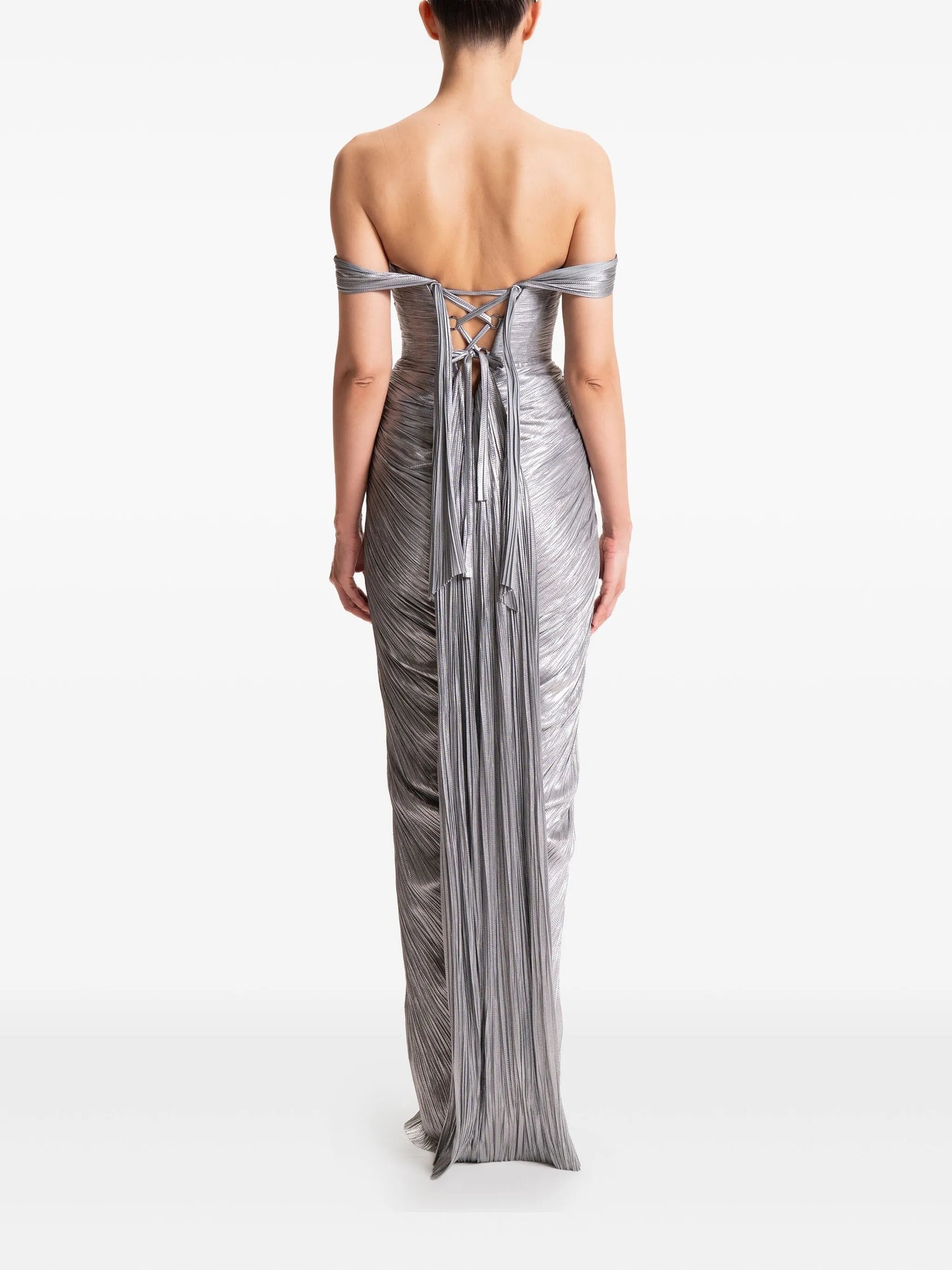 Susie off-shoulder pleated dress