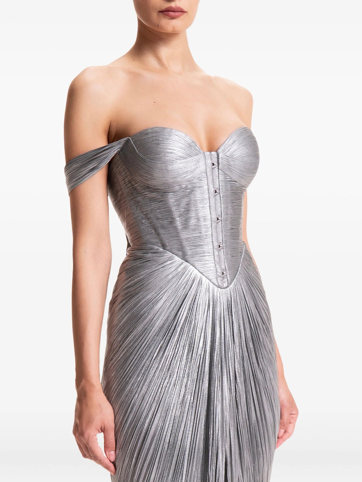Susie off-shoulder pleated dress