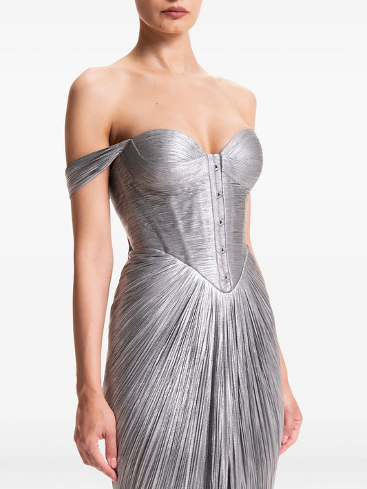 Susie off-shoulder pleated dress