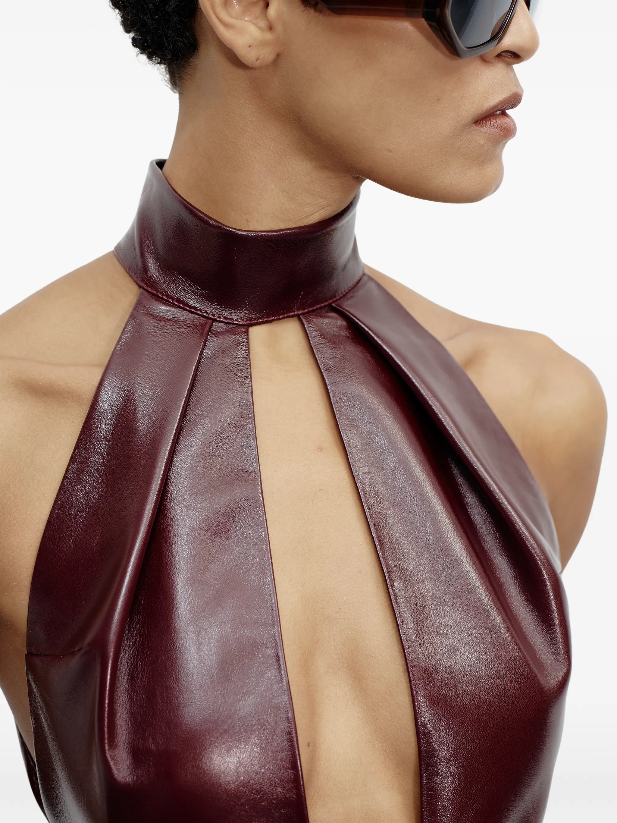 Nessa halterneck leather maxi dress