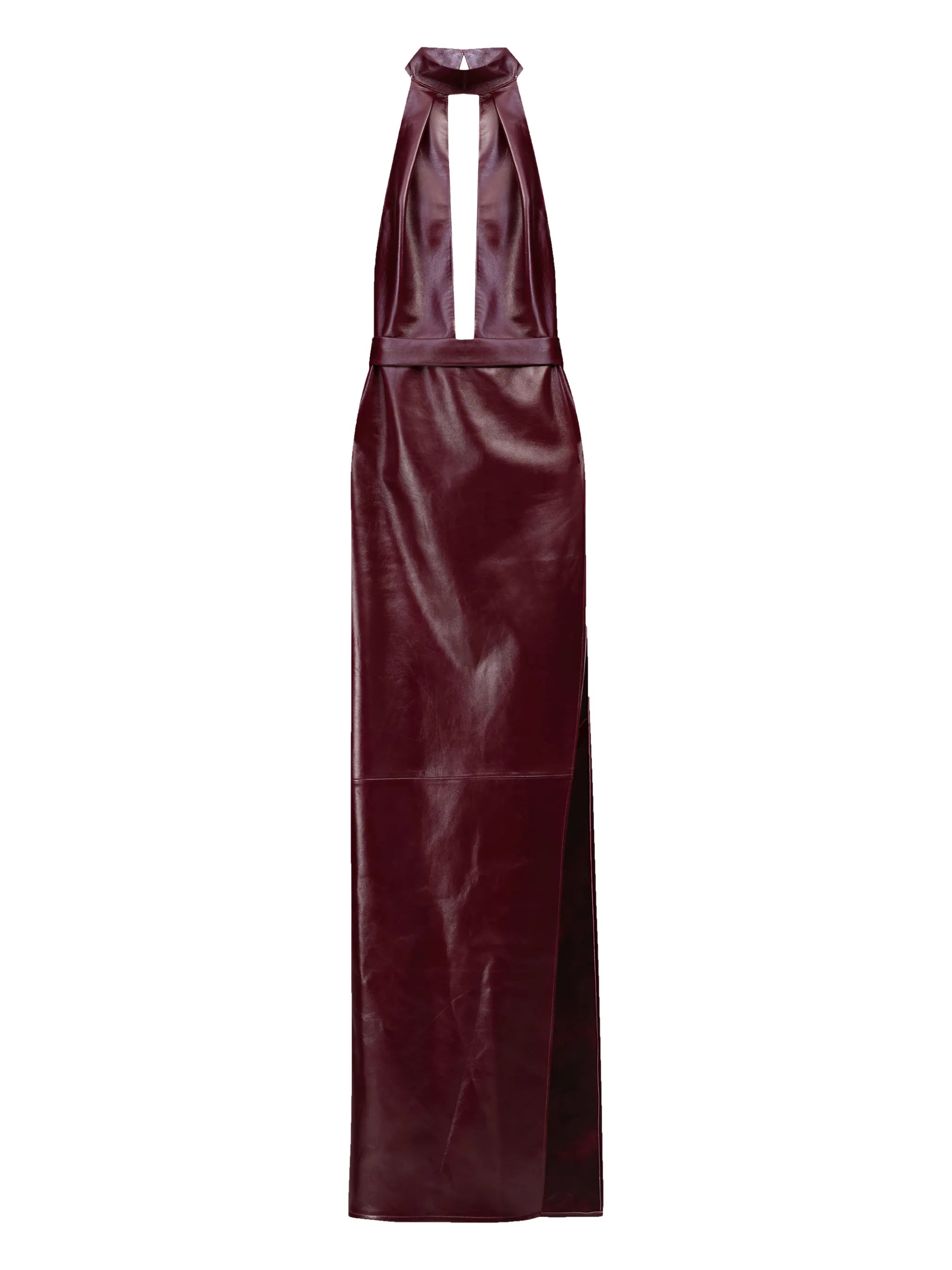 Nessa halterneck leather maxi dress