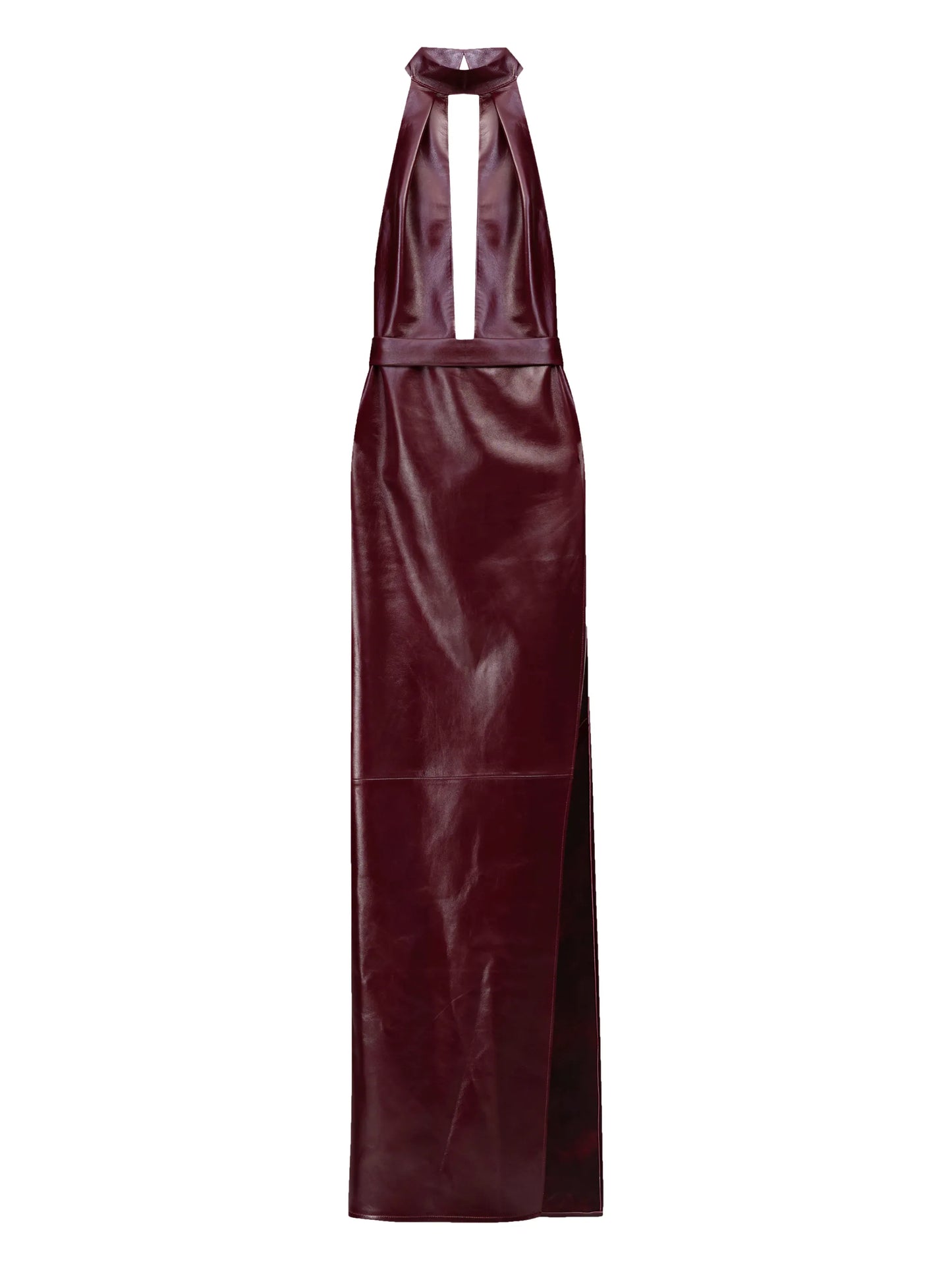 Nessa halterneck leather maxi dress