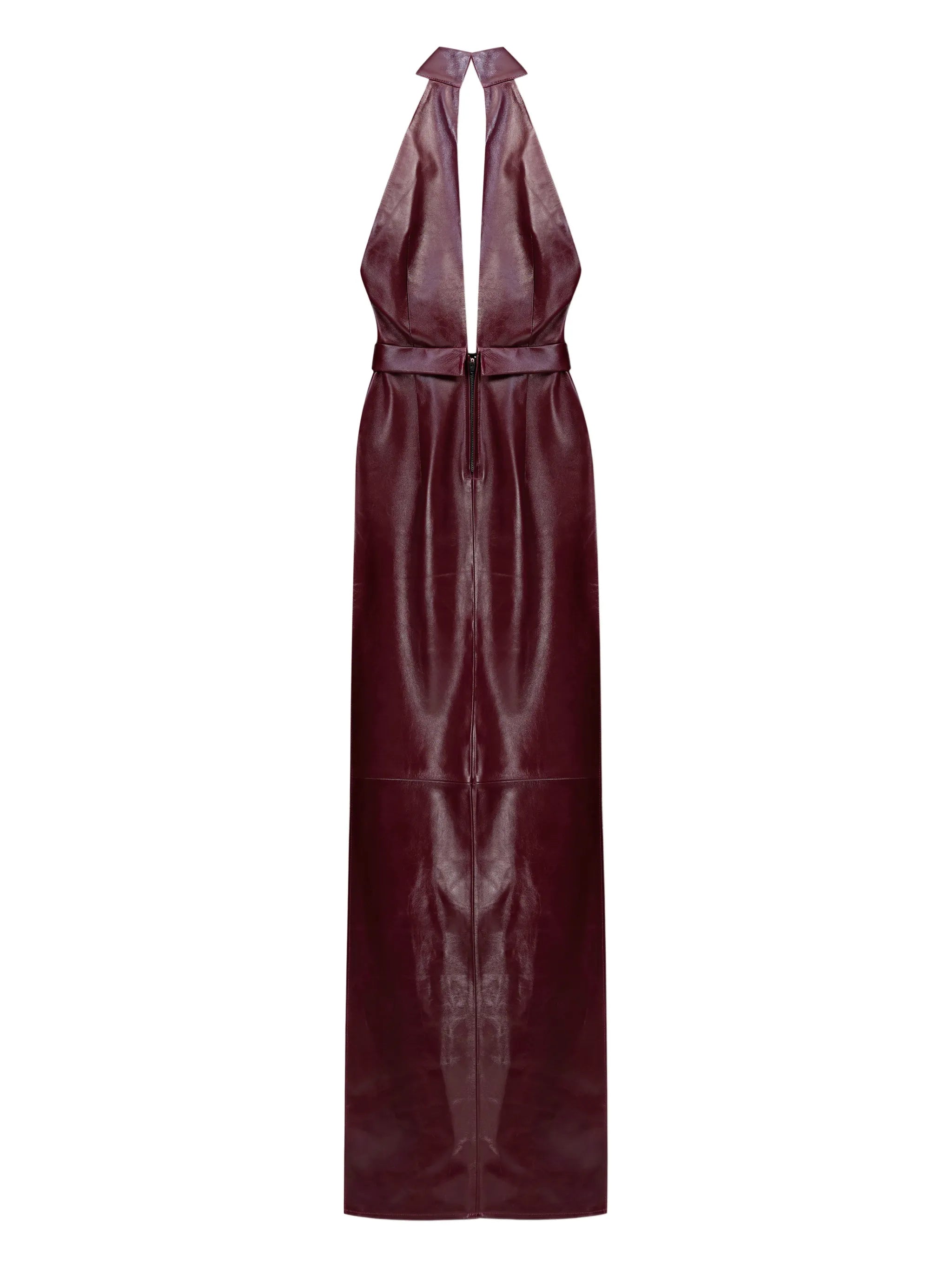 Nessa halterneck leather maxi dress