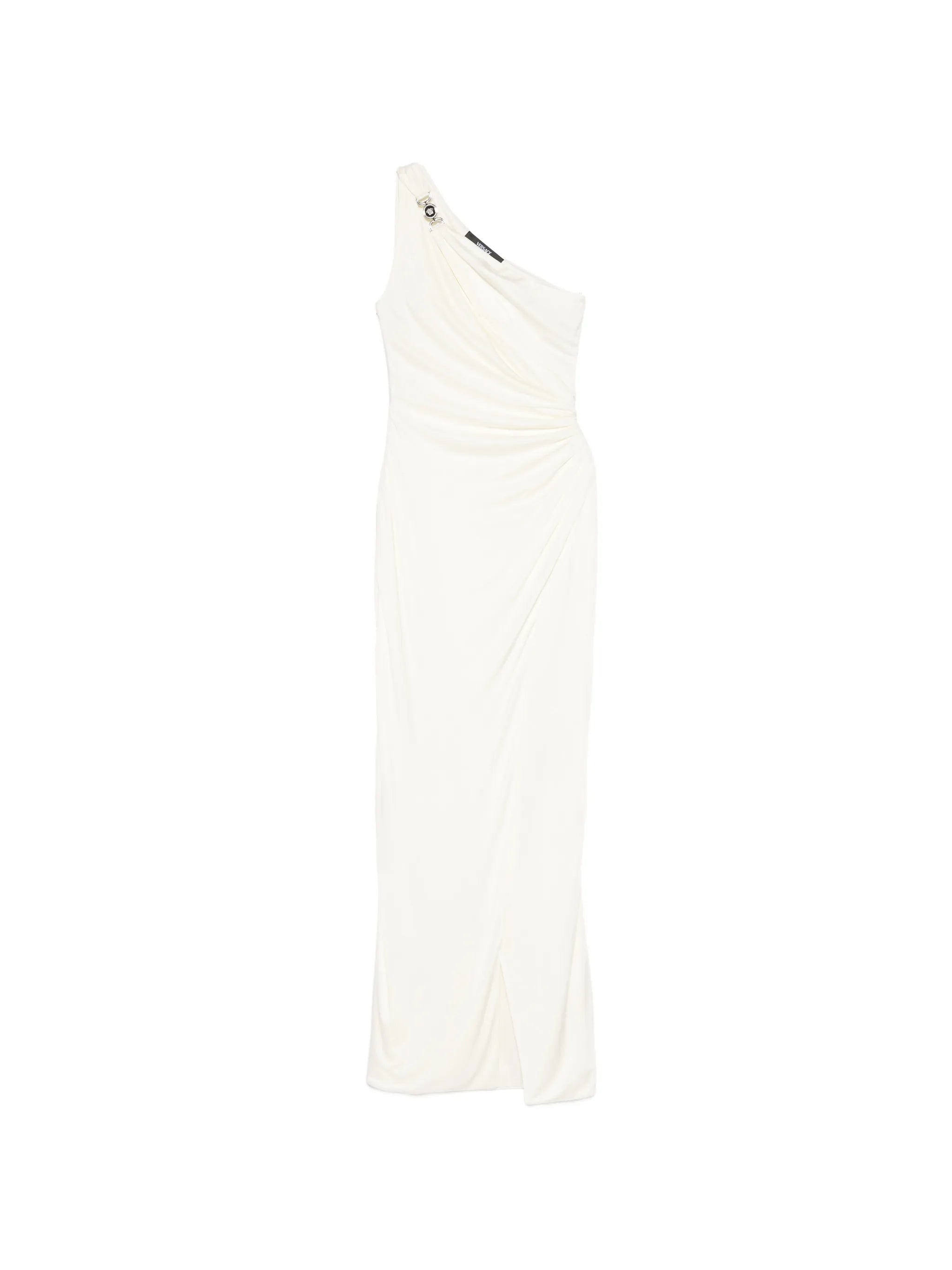 maxi one-shoulder draped gown dress