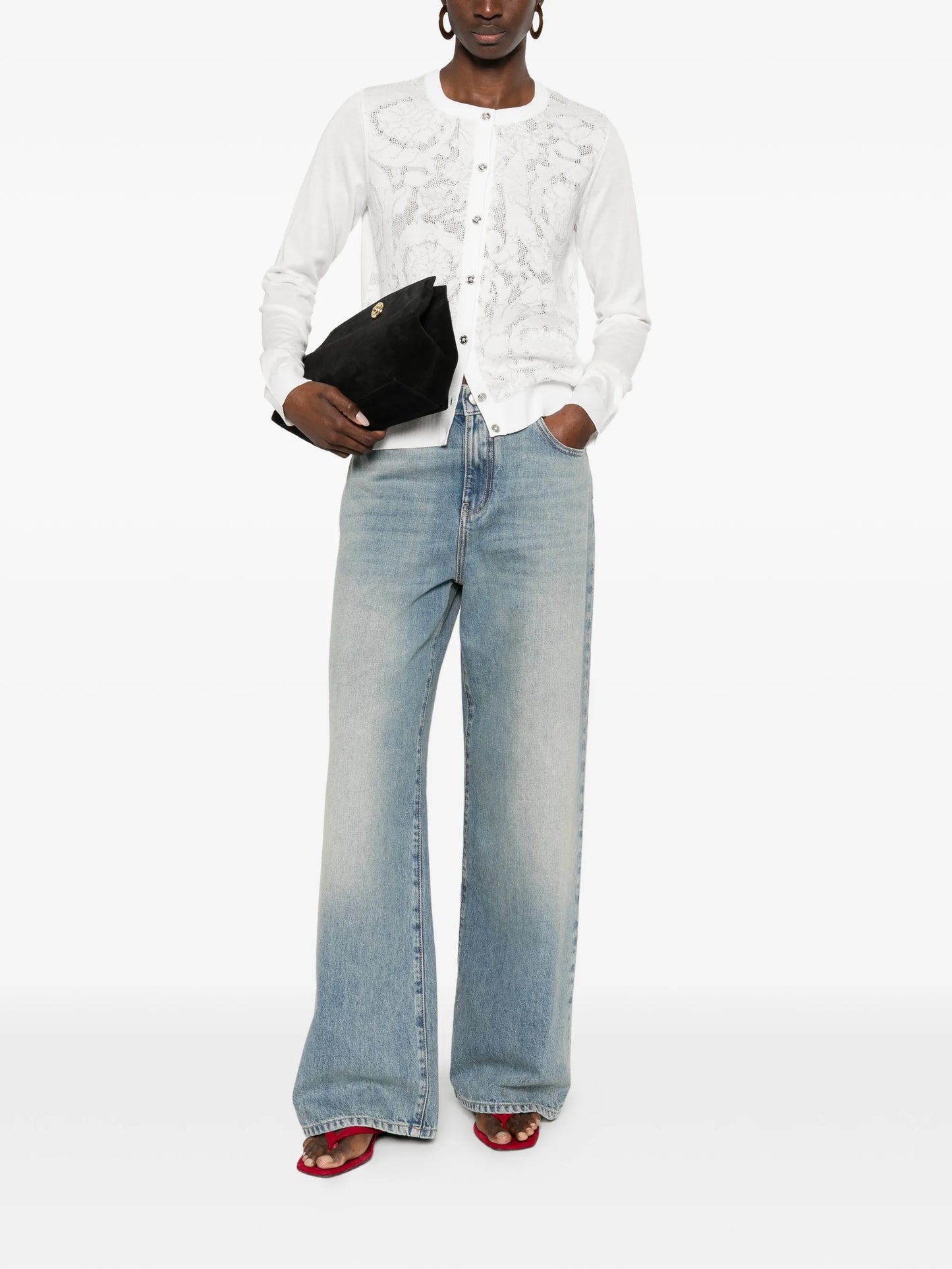 Baroque-pattern lace cardigan