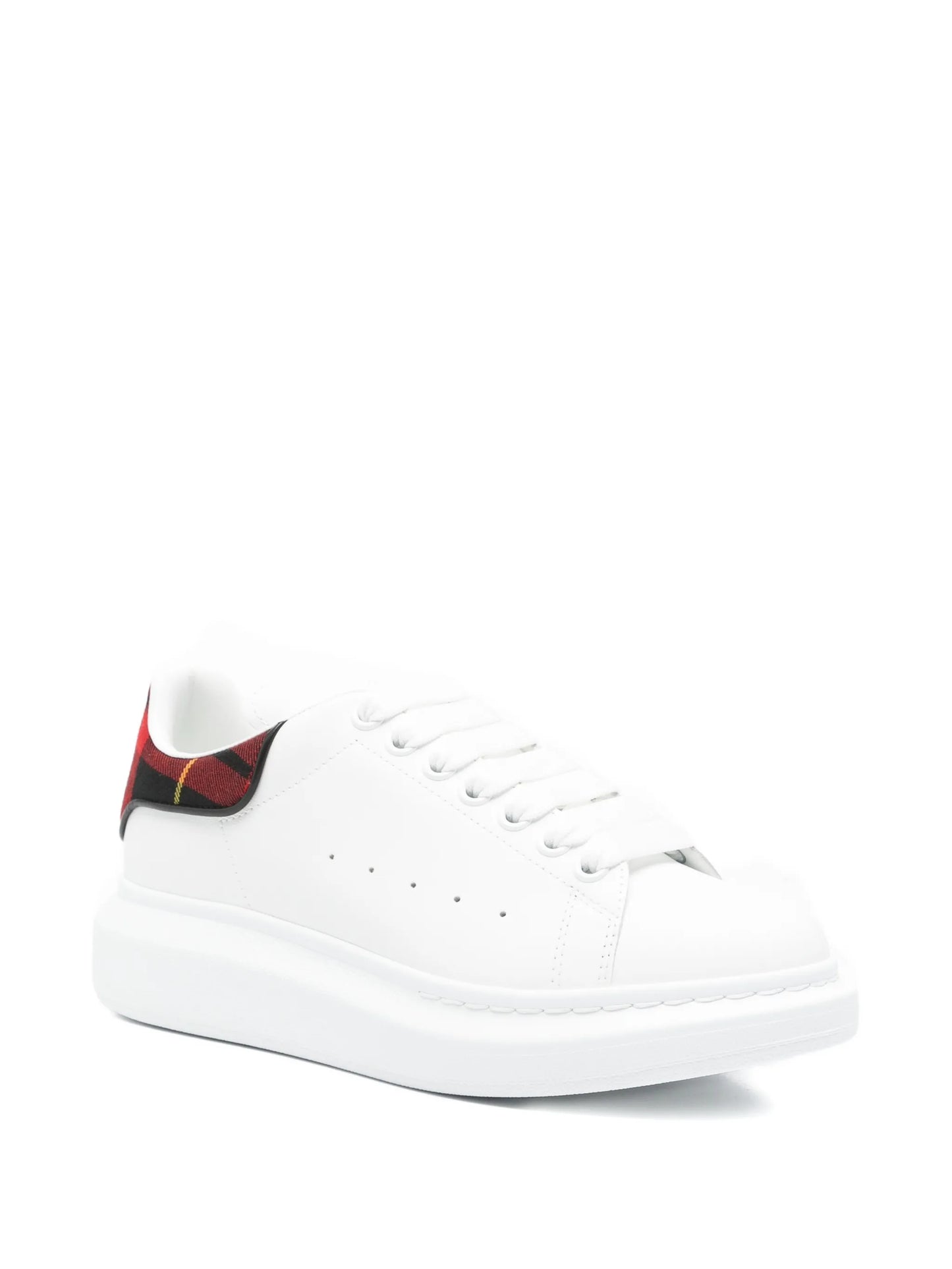 Oversized tartan-detail lace-up sneakers