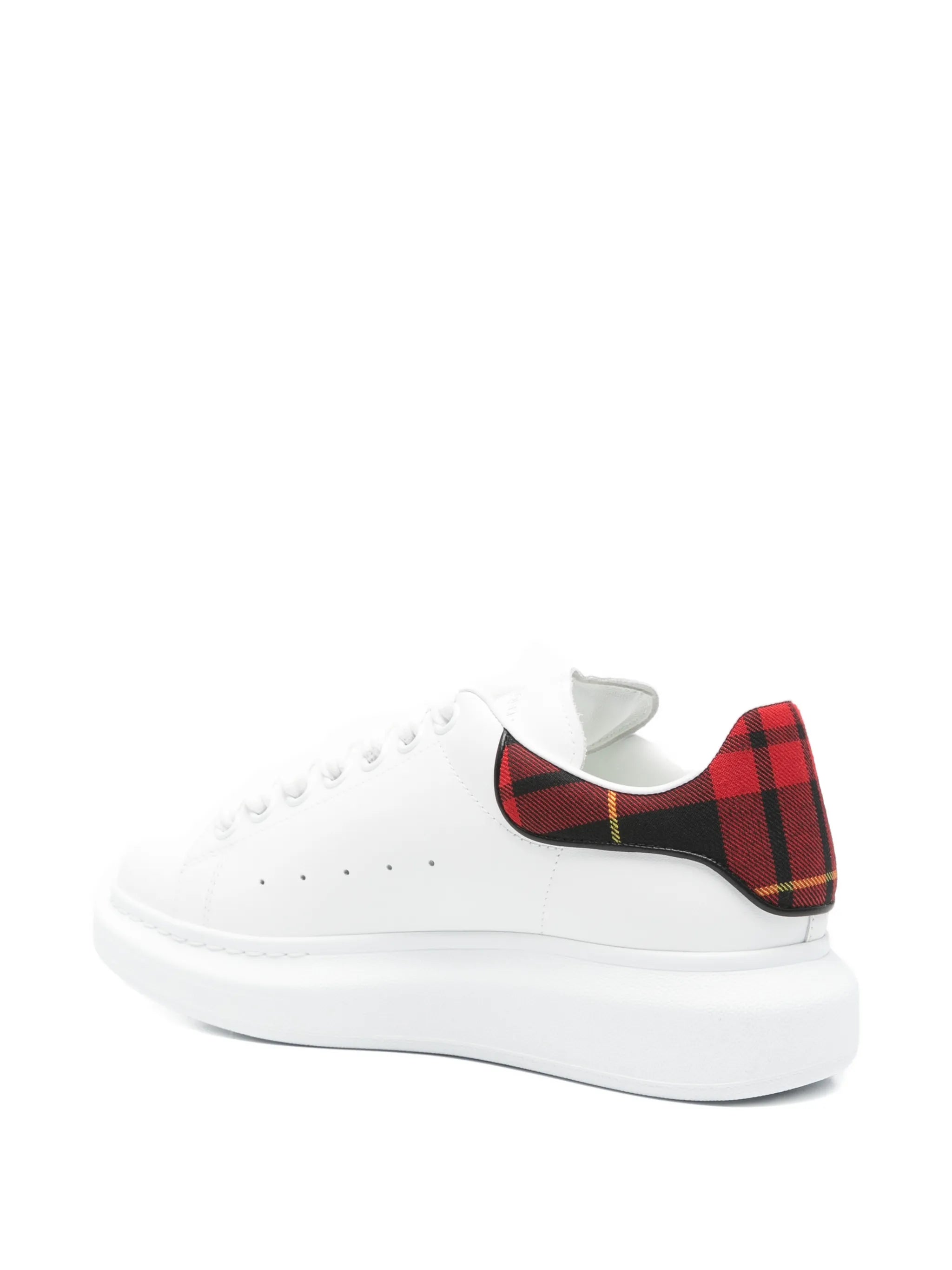 Oversized tartan-detail lace-up sneakers