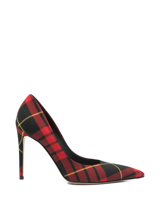 Skull tartan-pattern heeled pumps