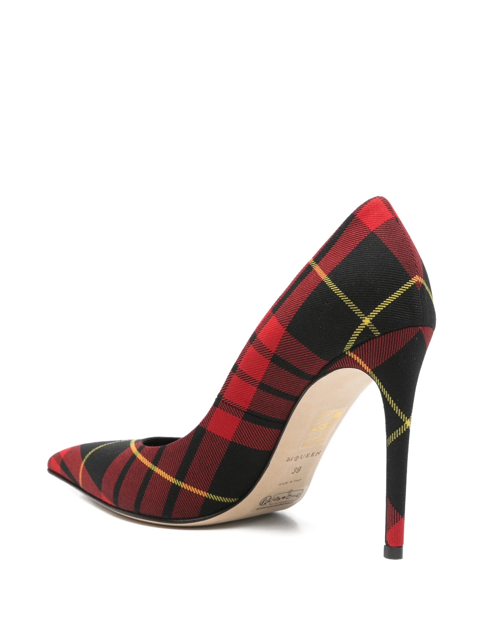Skull tartan-pattern heeled pumps