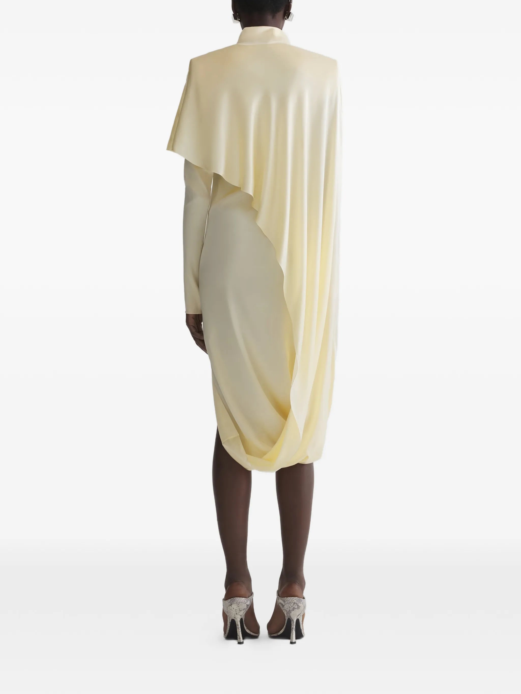 draped high-neck dress