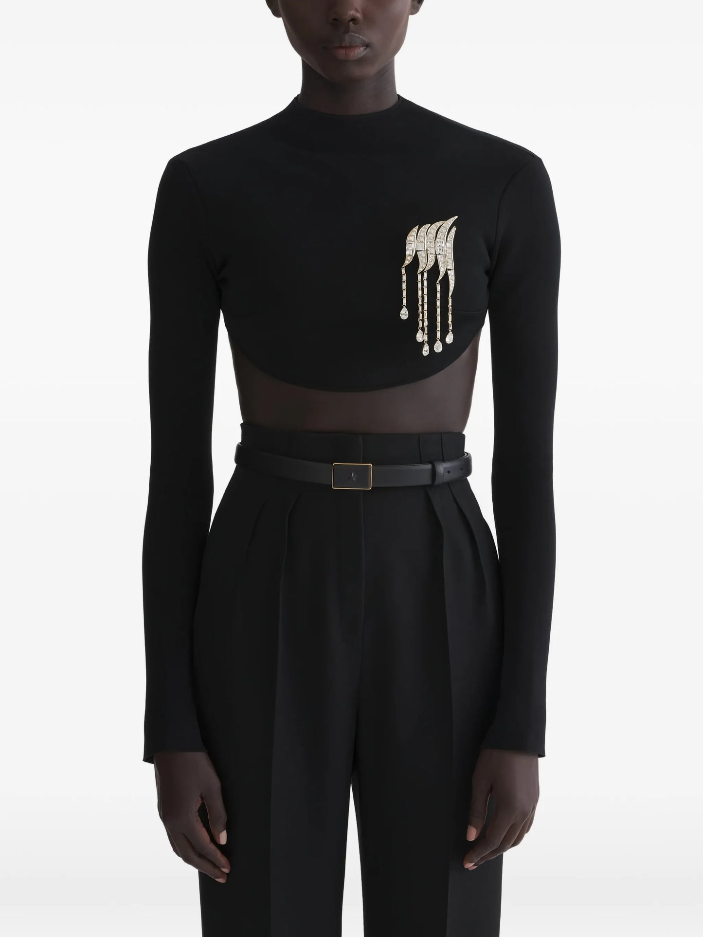 black cropped top
