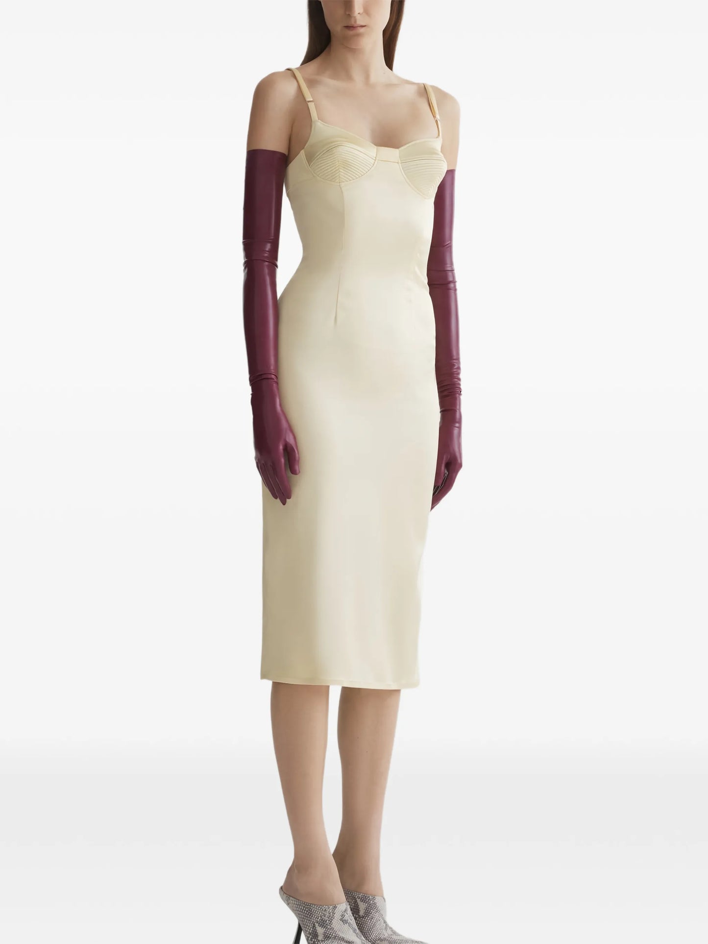 ribbed bodice slip dress