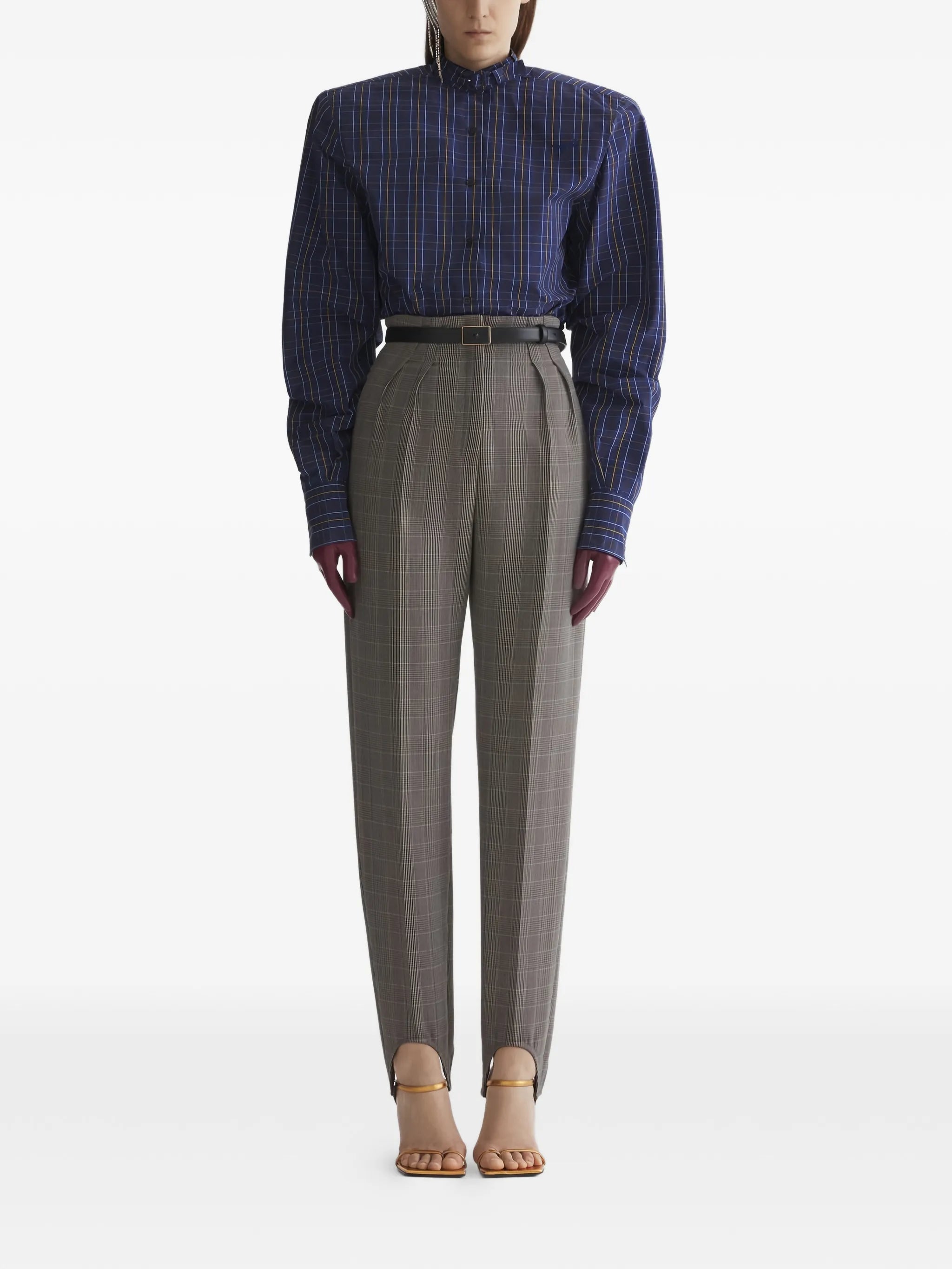 ruffle-trim check shirt