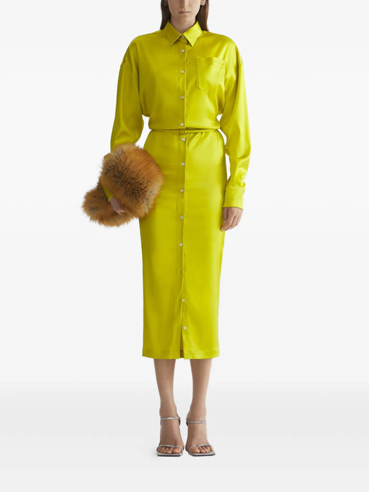 yellow buttoned shirt dress