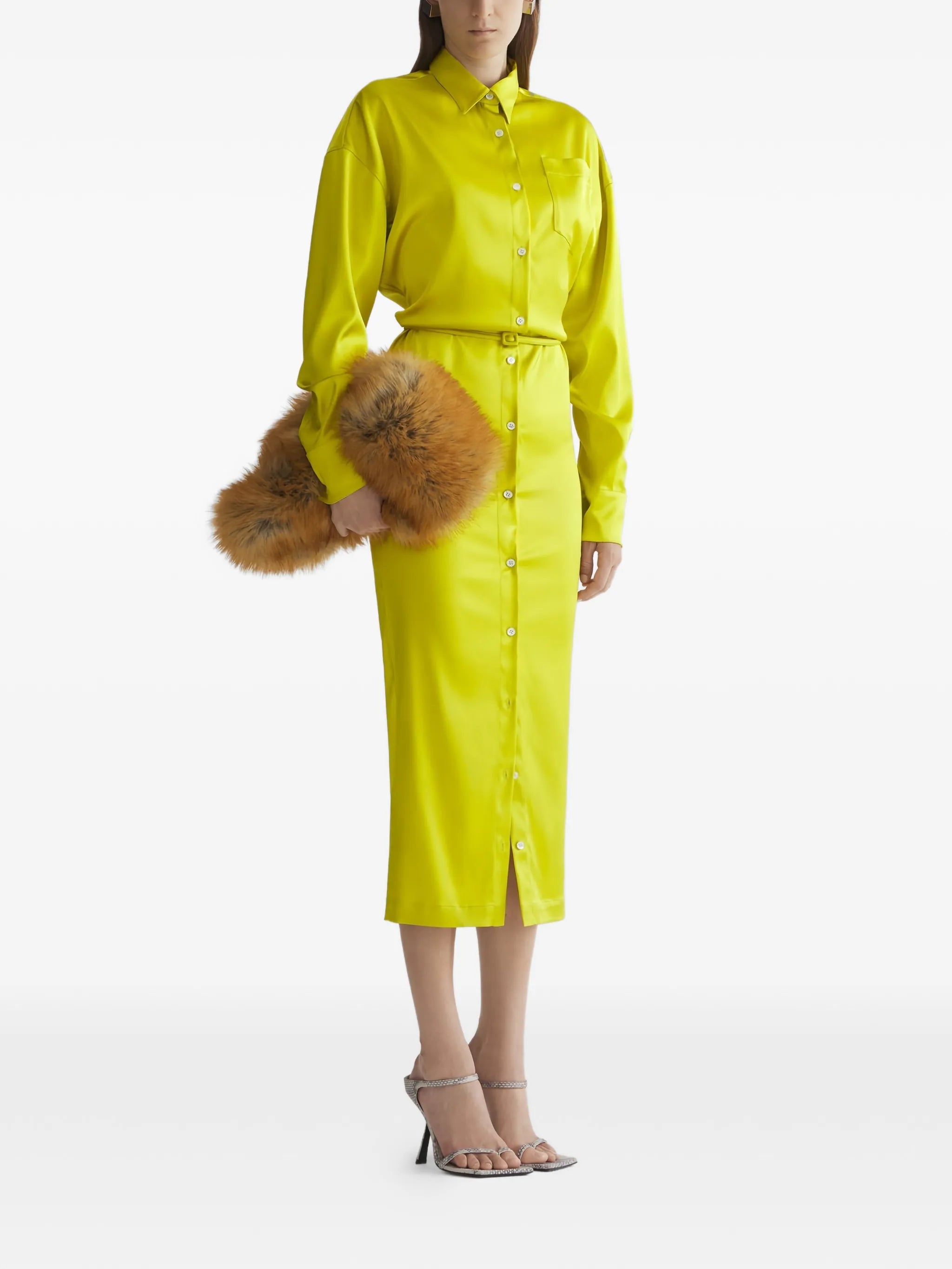 yellow buttoned shirt dress