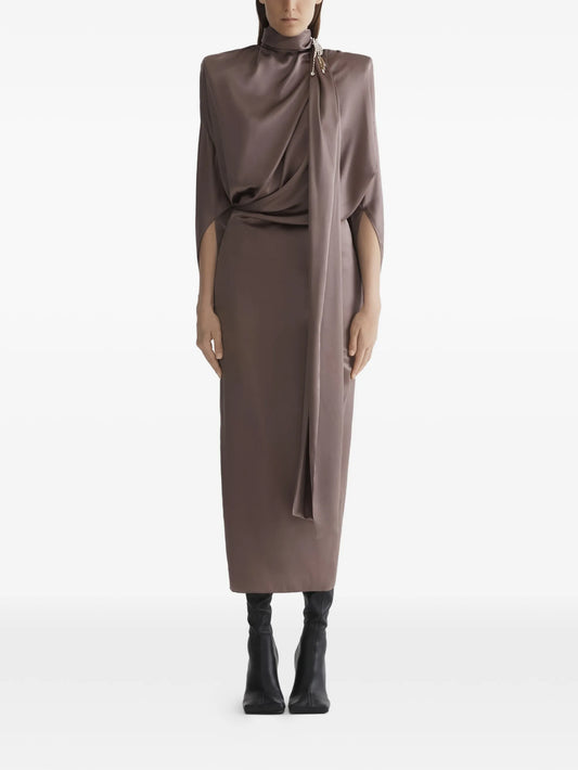 scarf draped dress