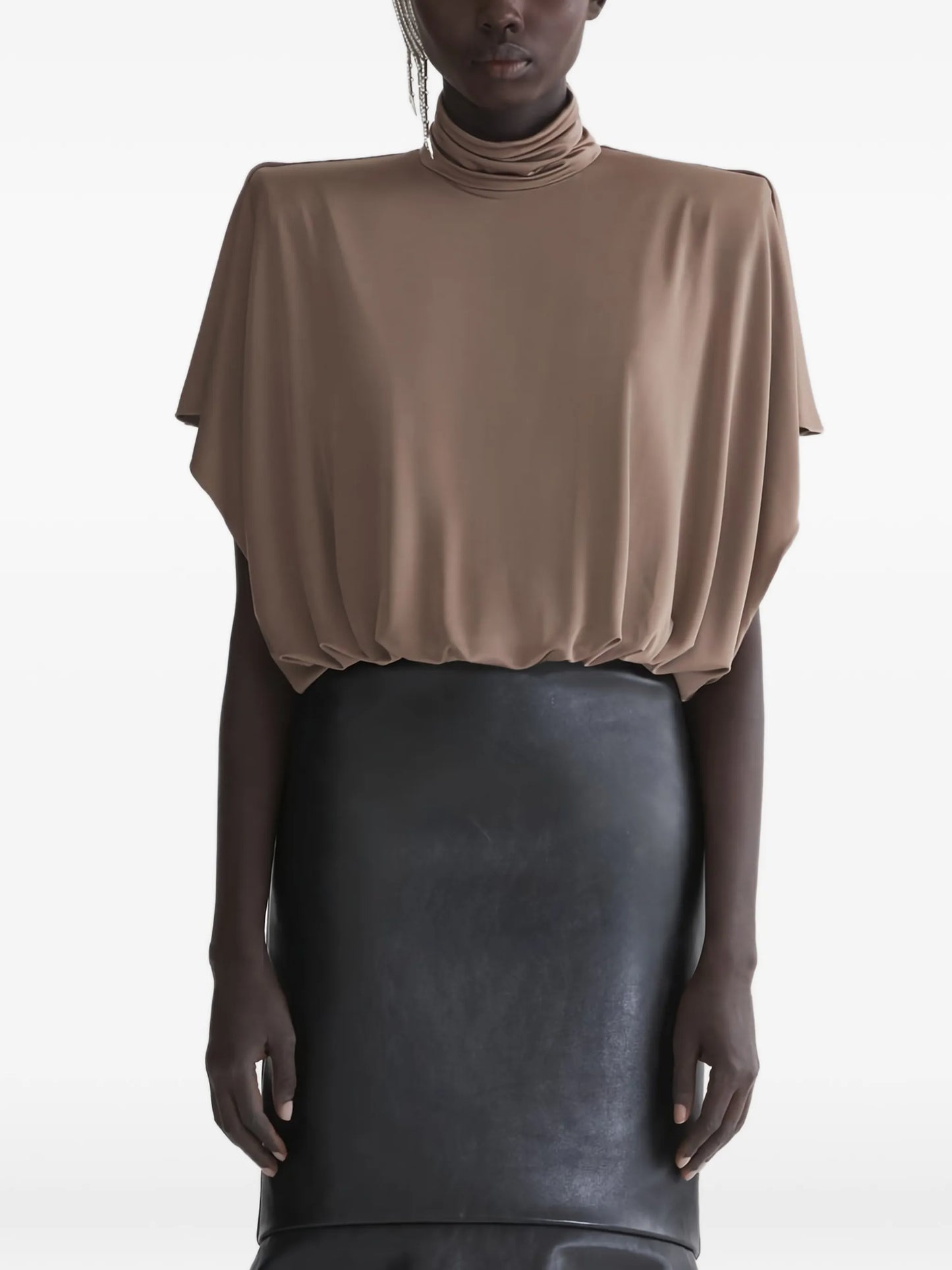 ruffled turtleneck top