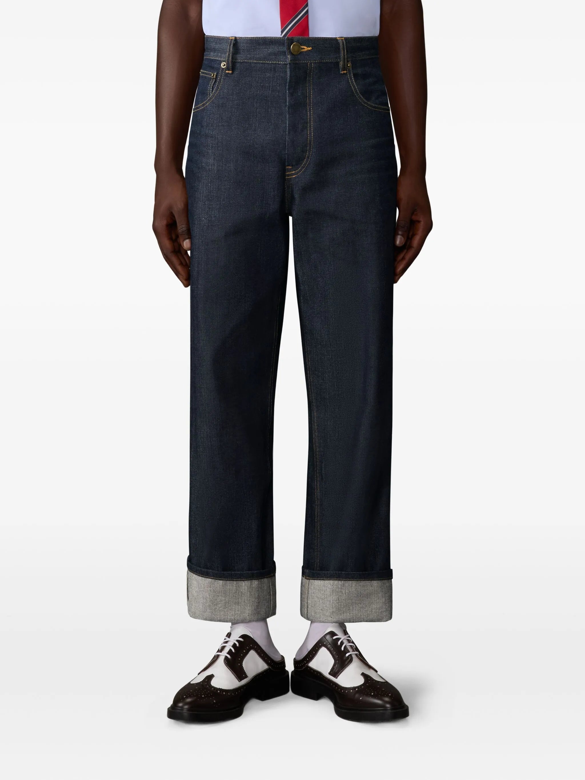 selvedge-detail five-pocket trousers