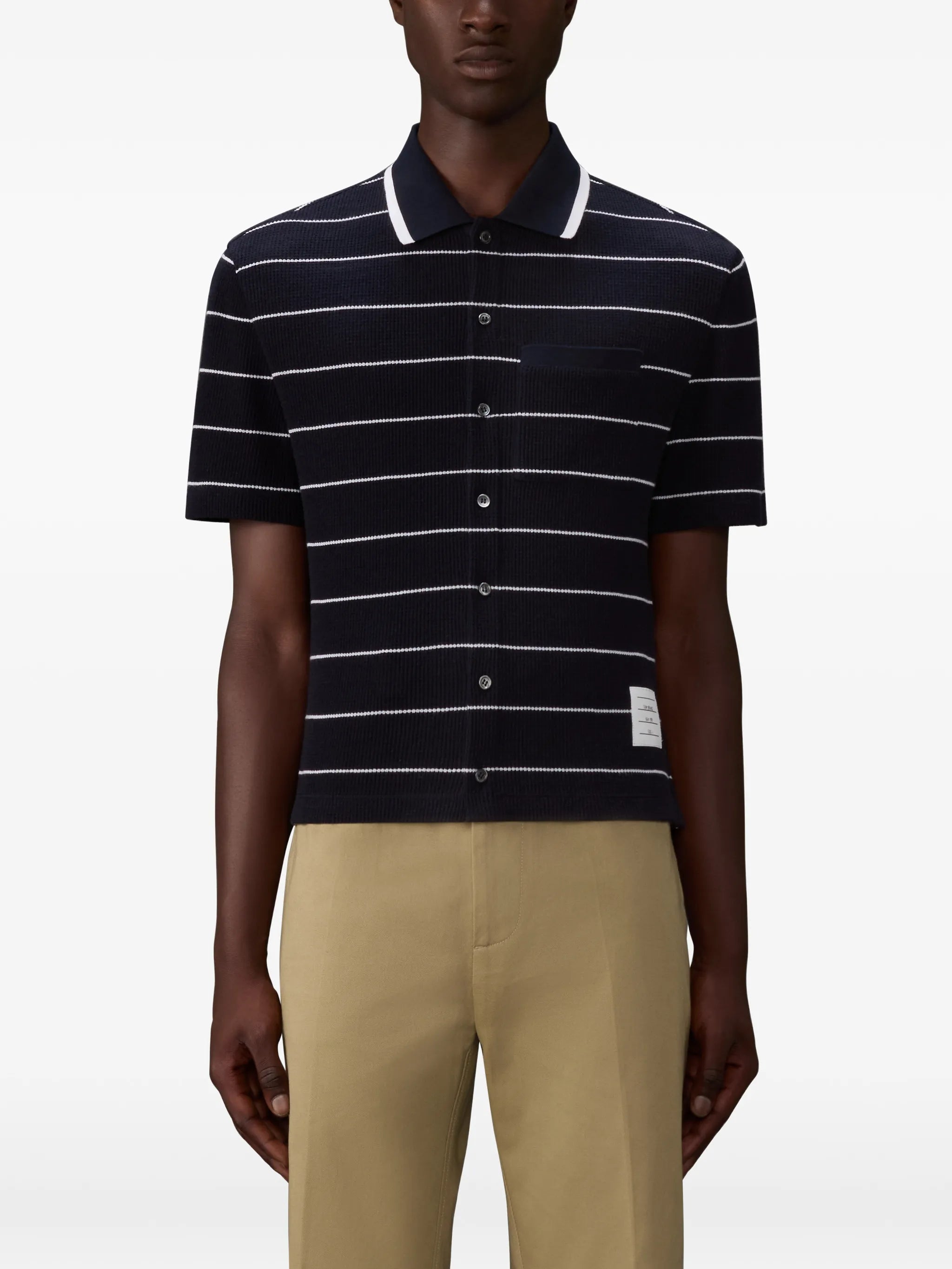 striped waffle short-sleeve shirt