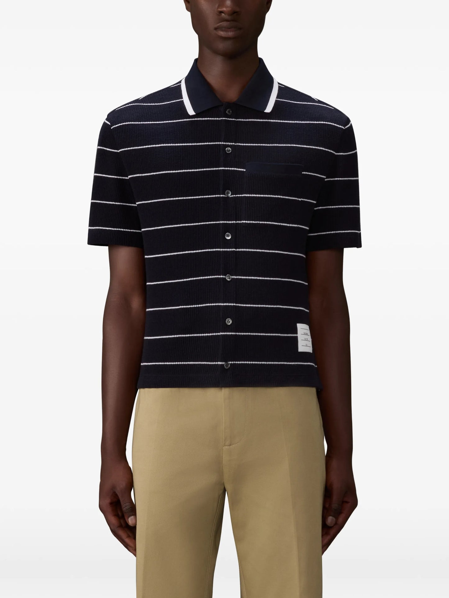 striped waffle short-sleeve shirt