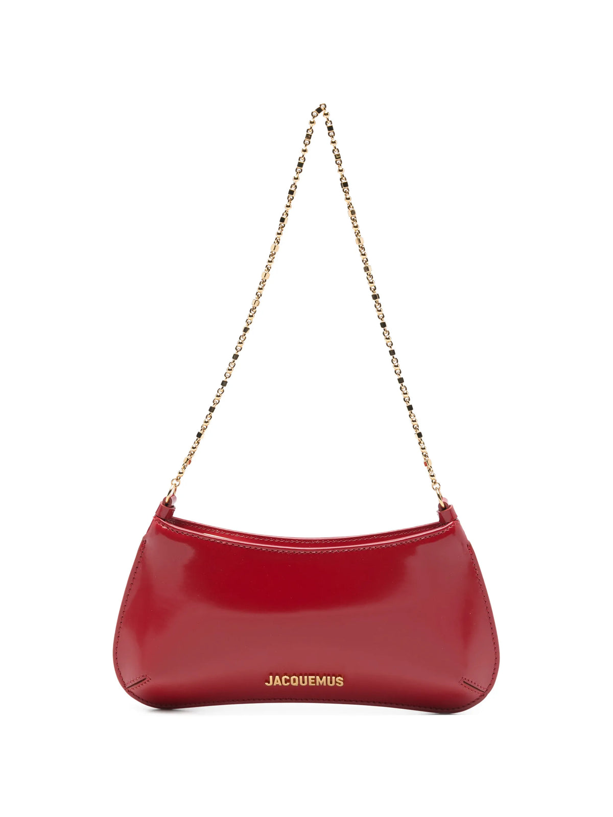 chain-strap glossy shoulder bag