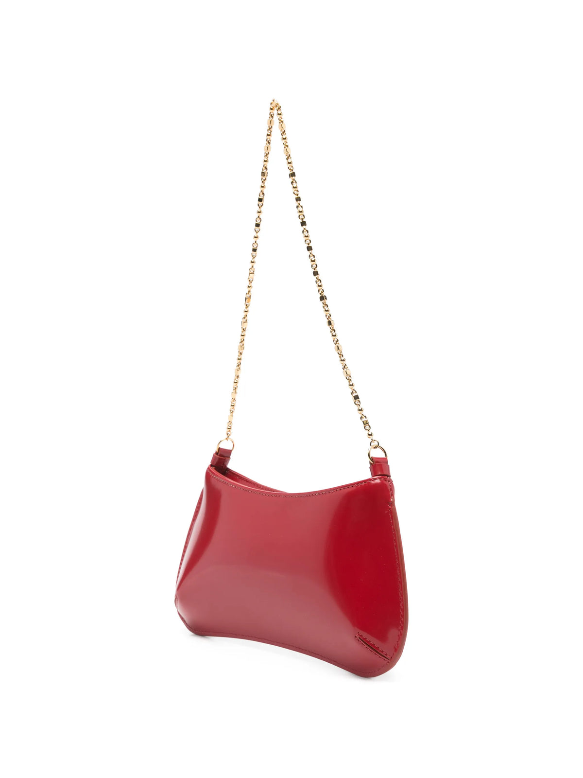 chain-strap glossy shoulder bag