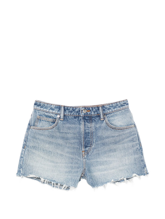 distressed-effect shorts