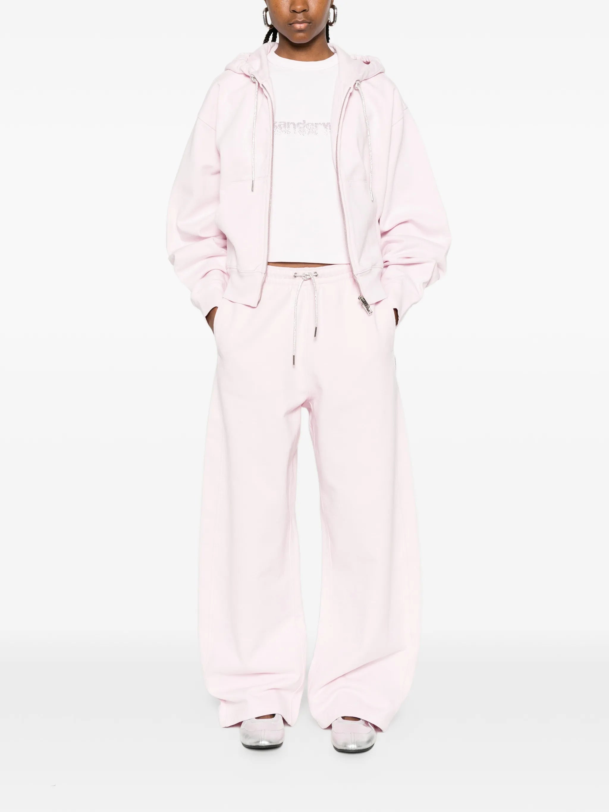 rhinestone-drawstring track pants