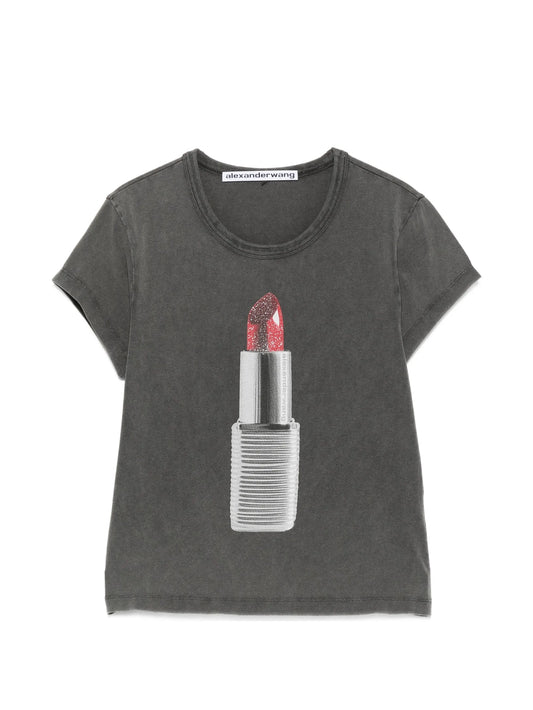 lipstick-print T-shirt