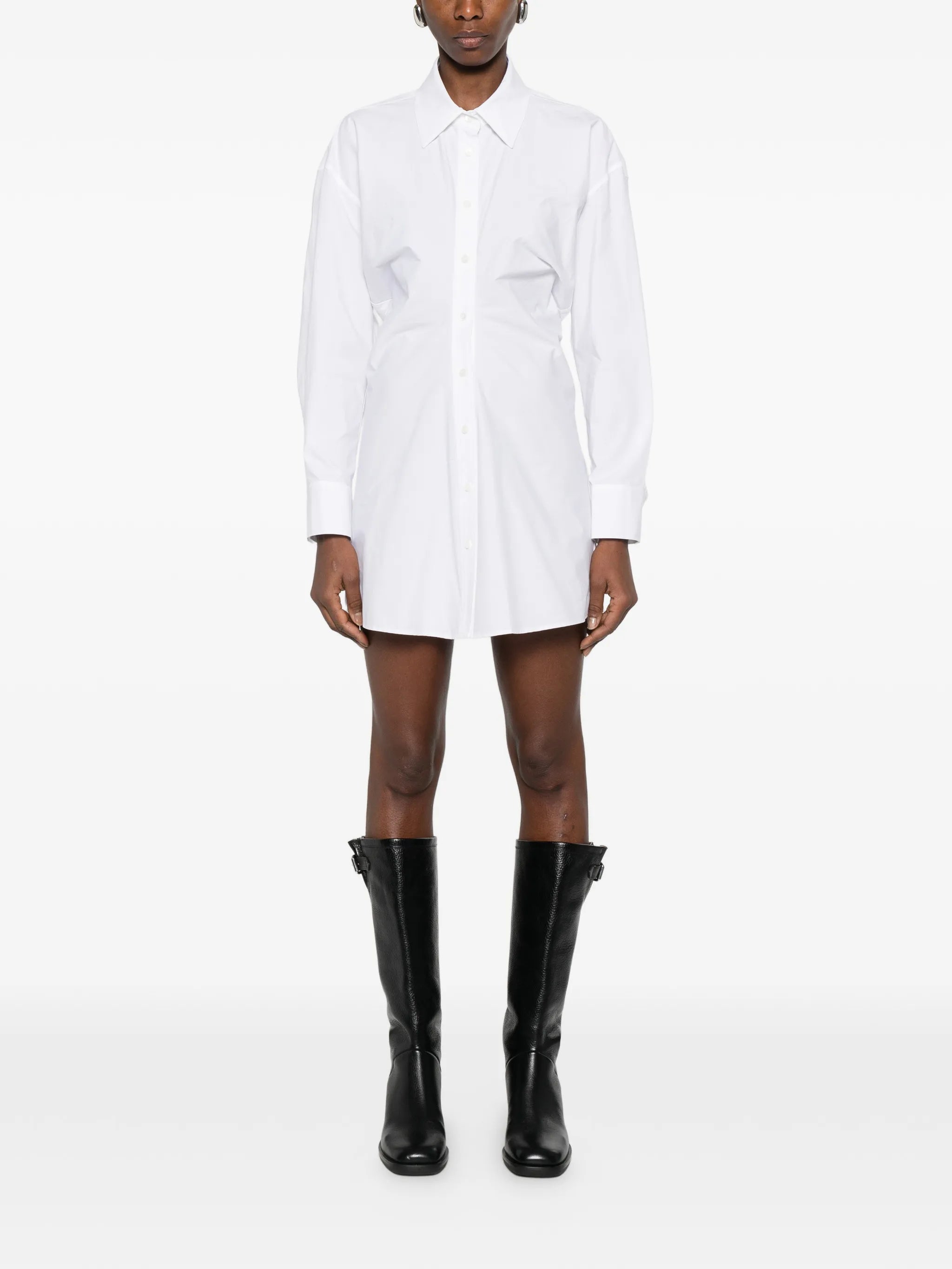 gathered-detail shirt-style mini dress
