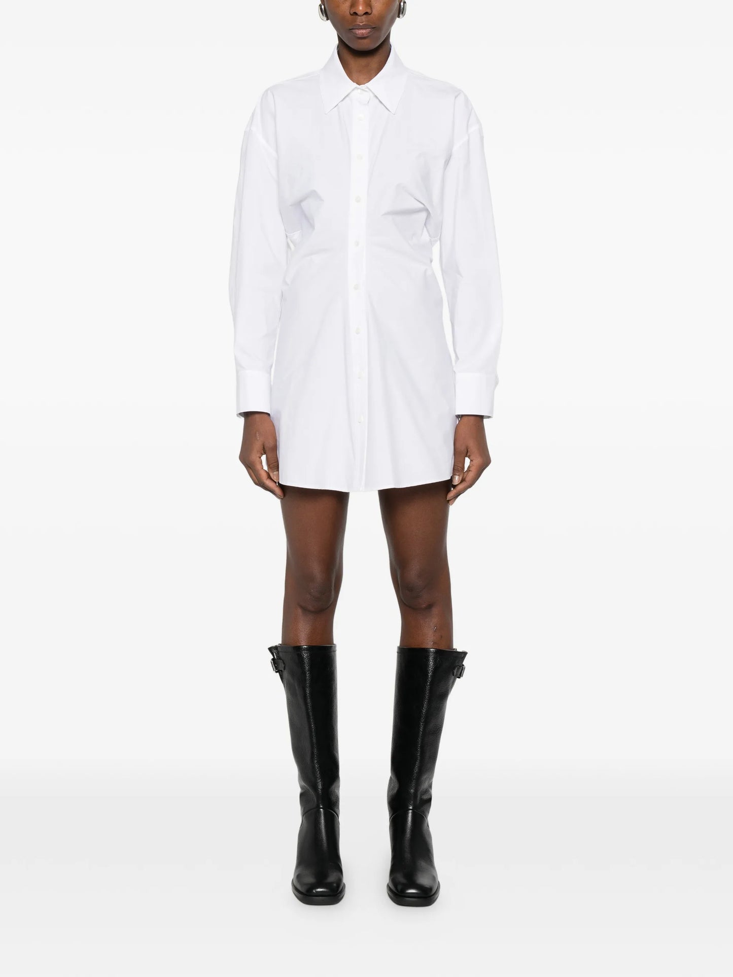 gathered-detail shirt-style mini dress