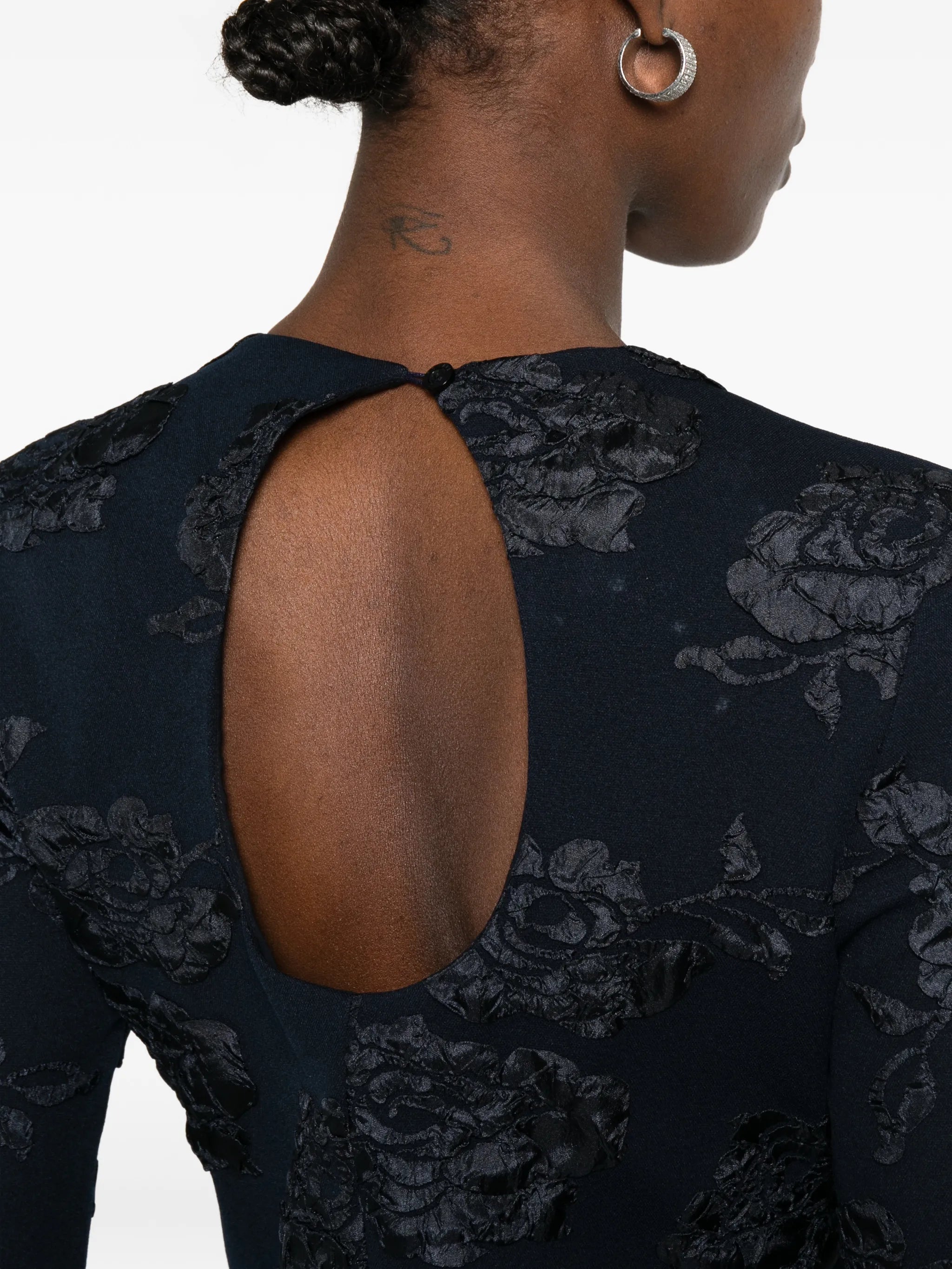 jacquard mini dress dark blue