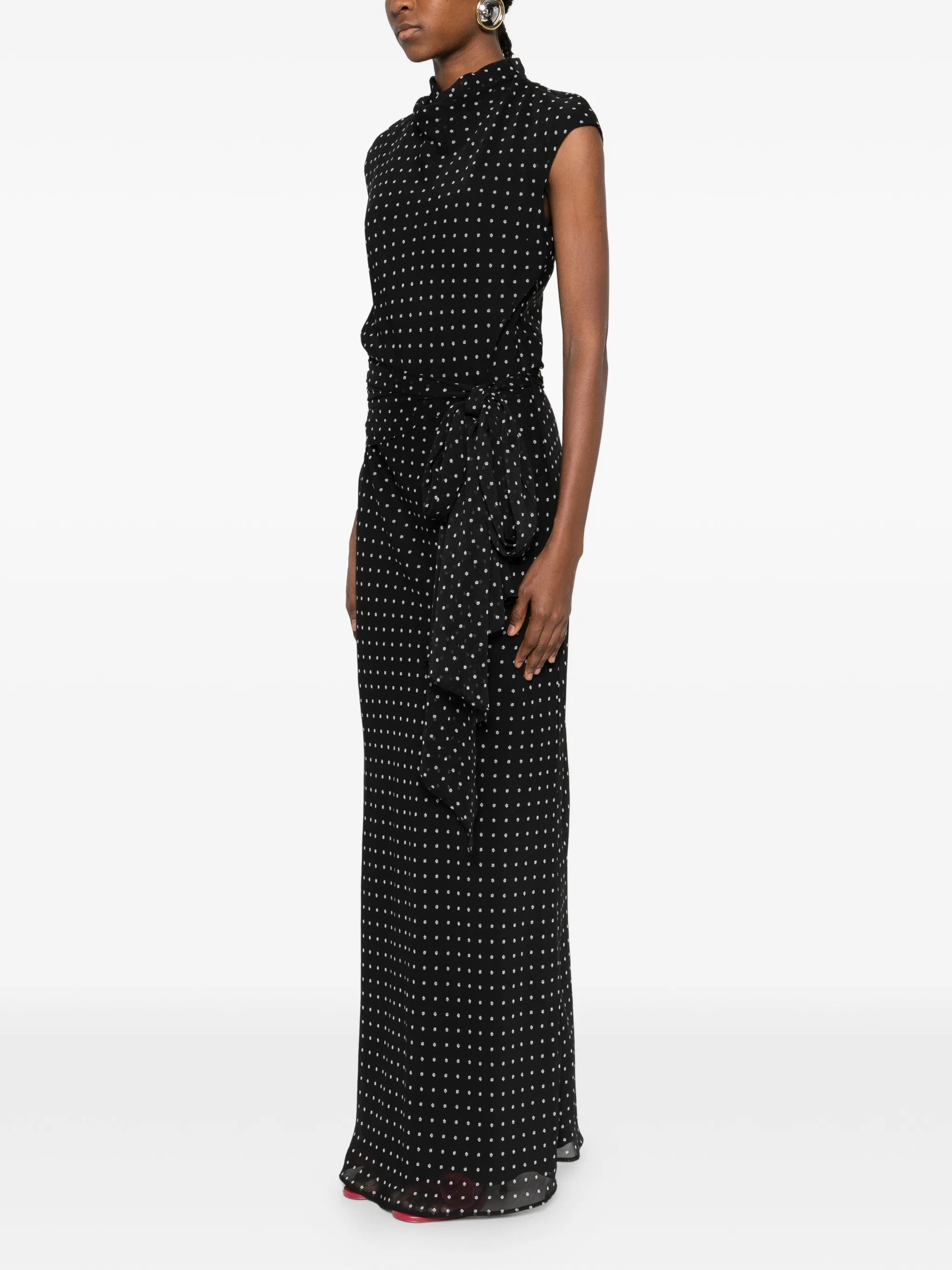 Tie Polka Dot Maxi Dress