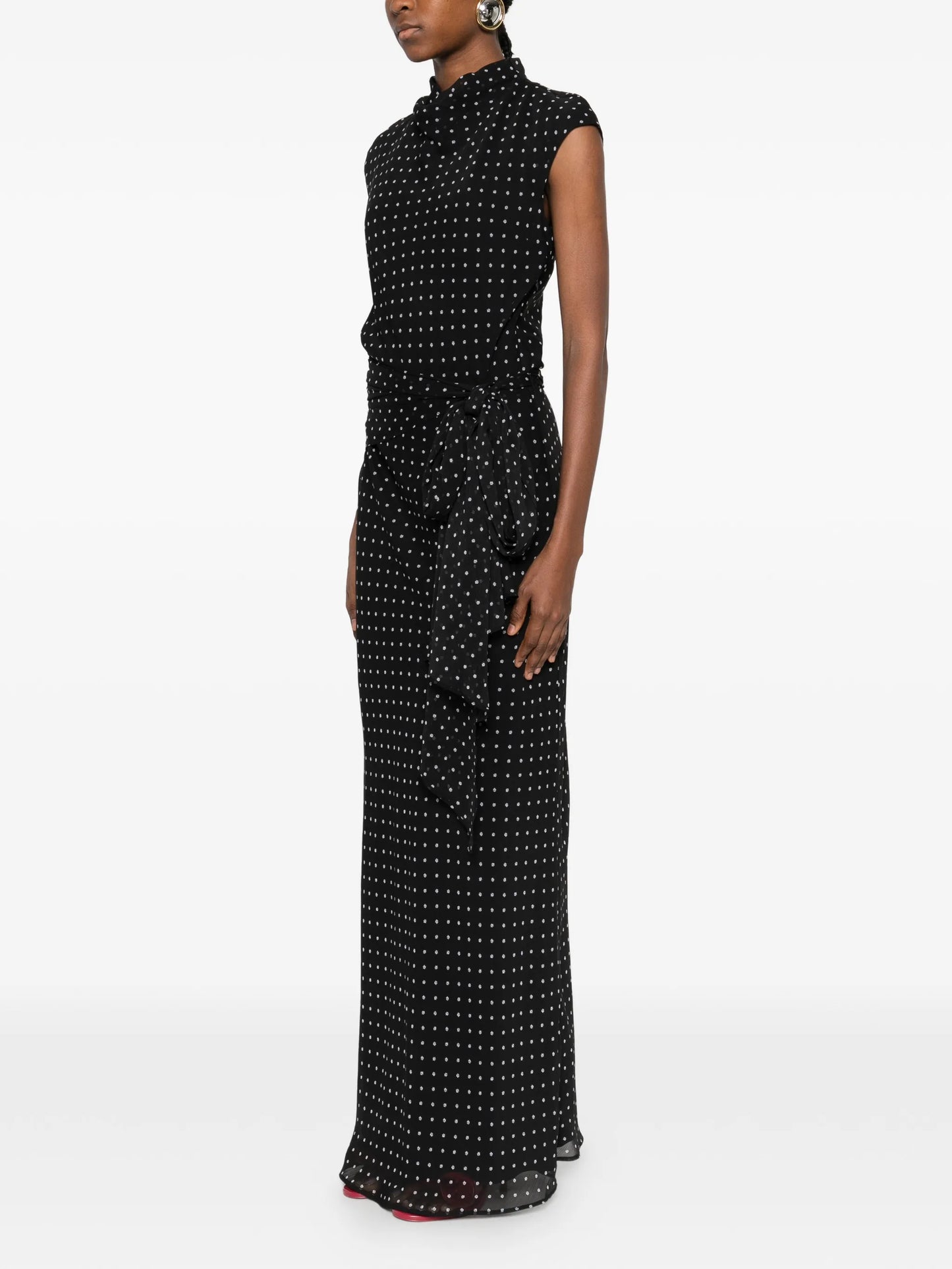 Tie Polka Dot Maxi Dress
