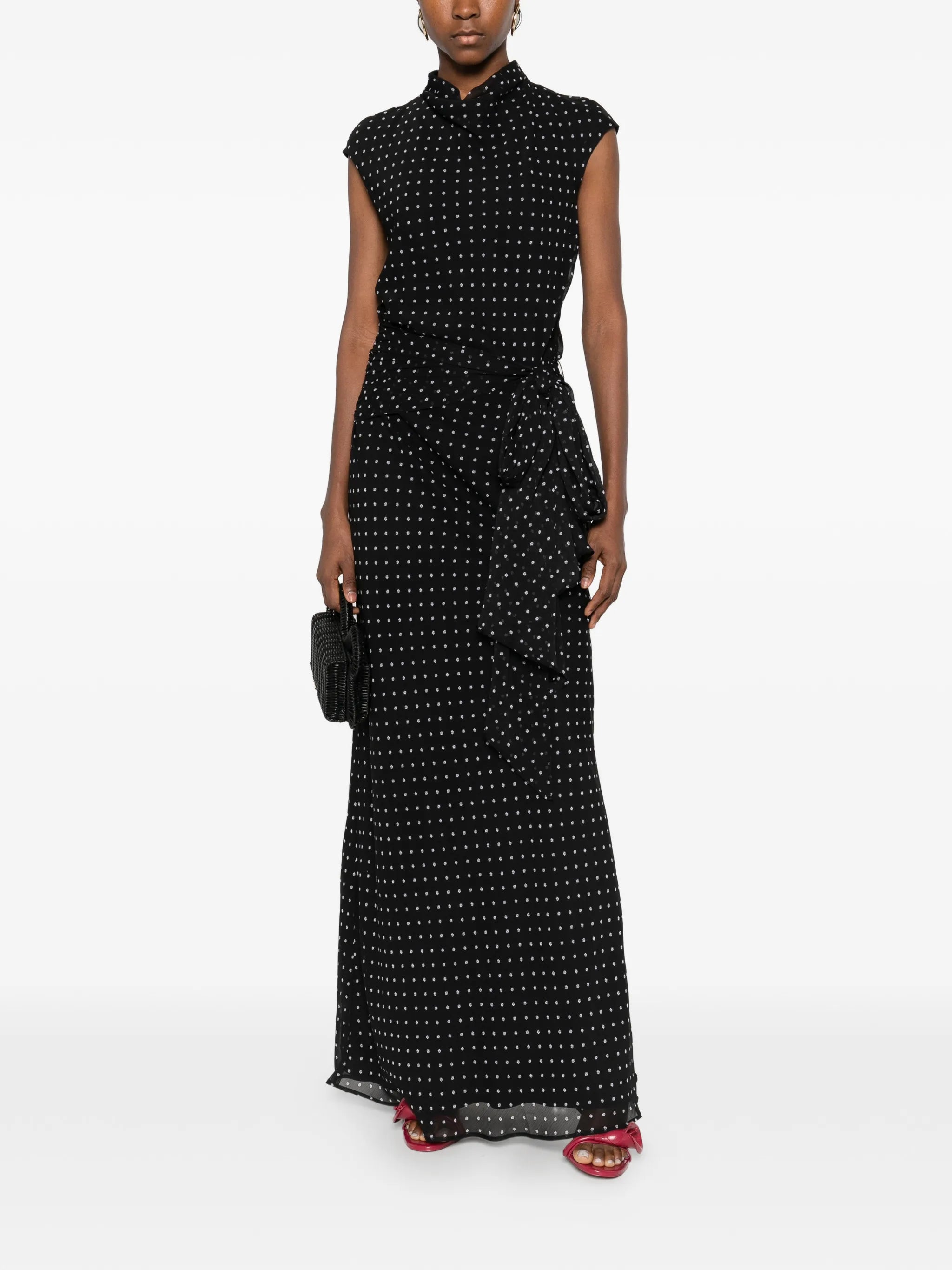 Tie Polka Dot Maxi Dress