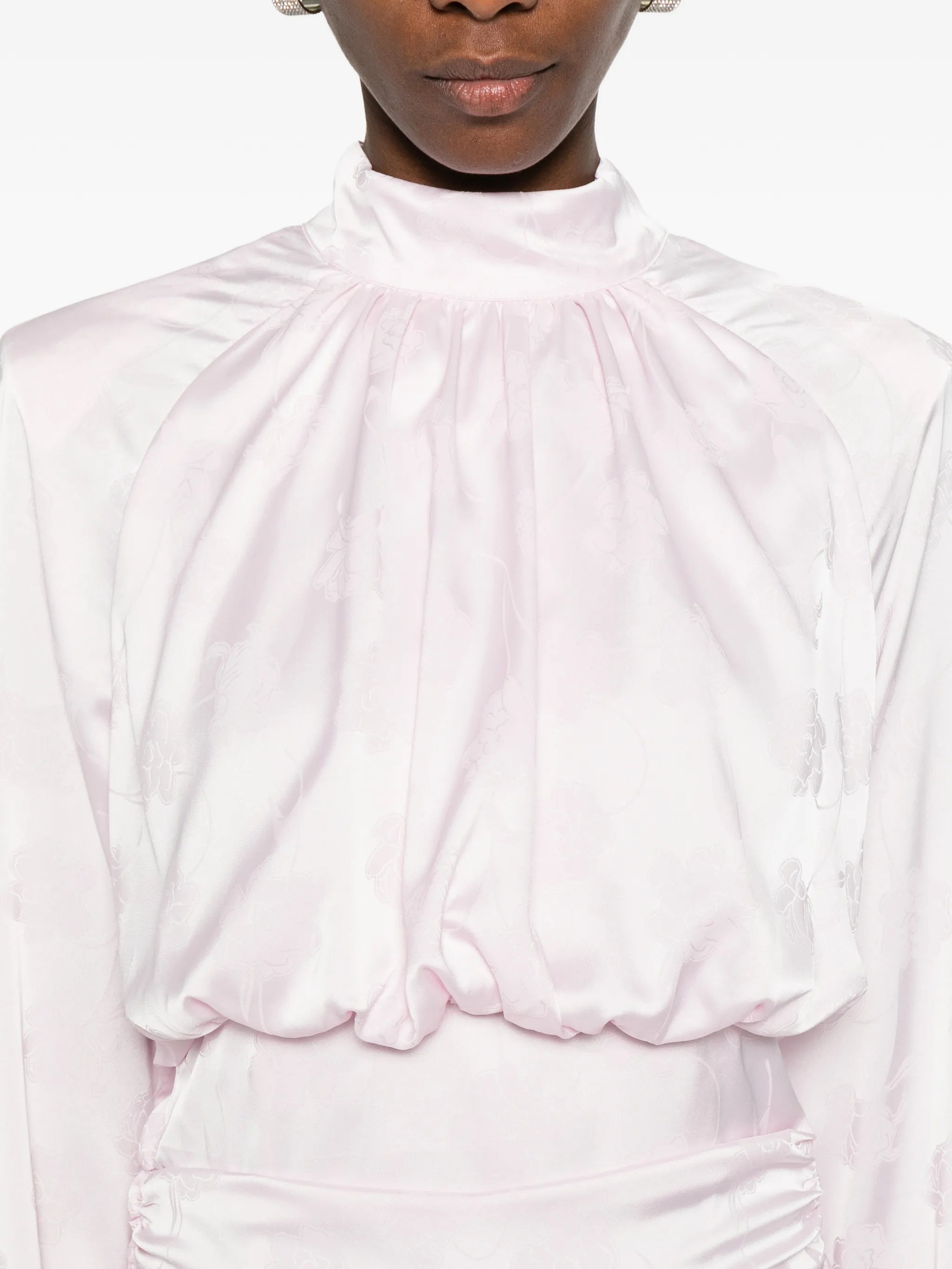 floral-jacquard long-sleeve blouse