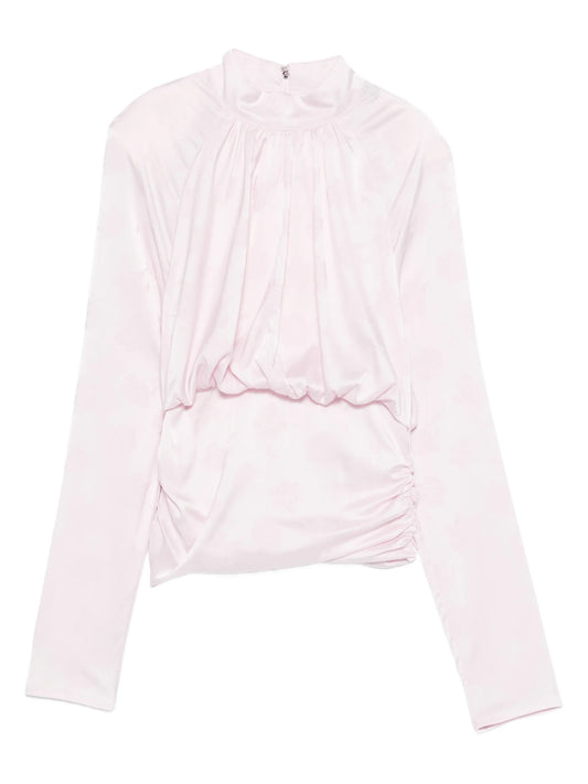 jacquard-pattern draped blouse