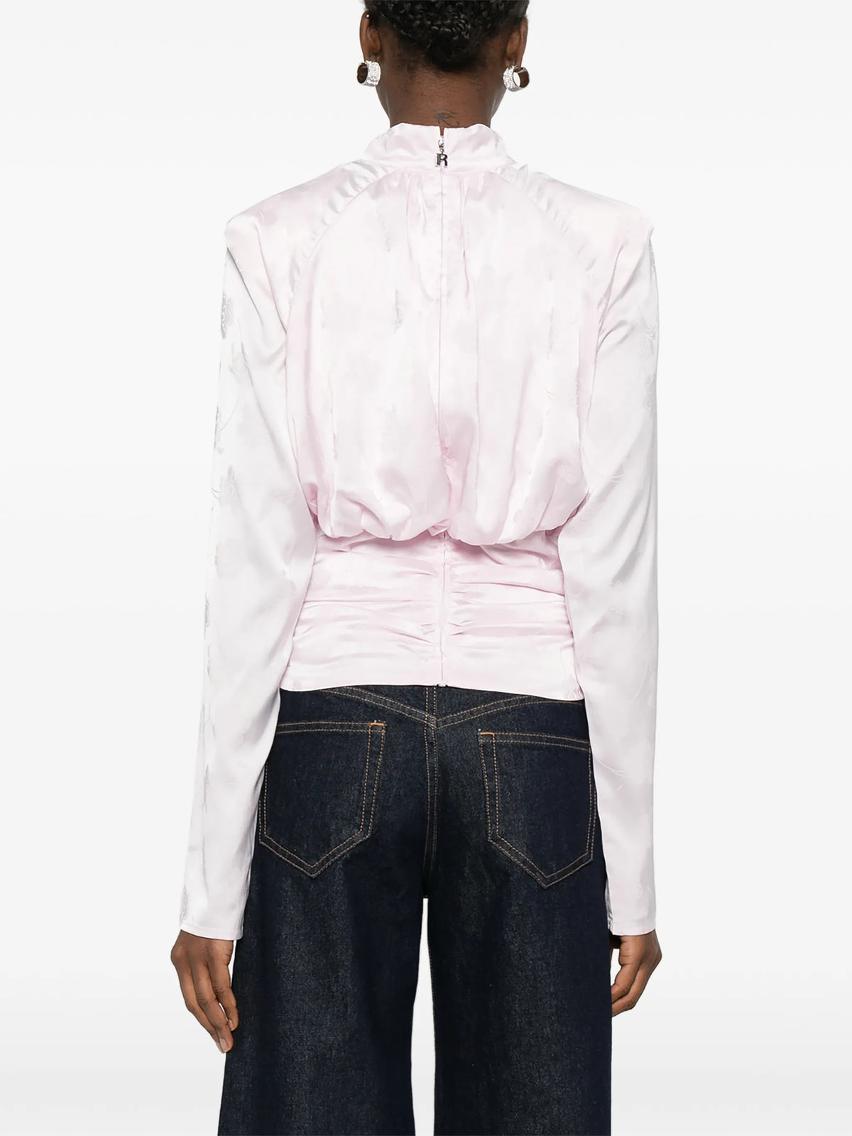 jacquard-pattern draped blouse