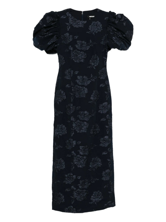 jacquard puff maxi dress