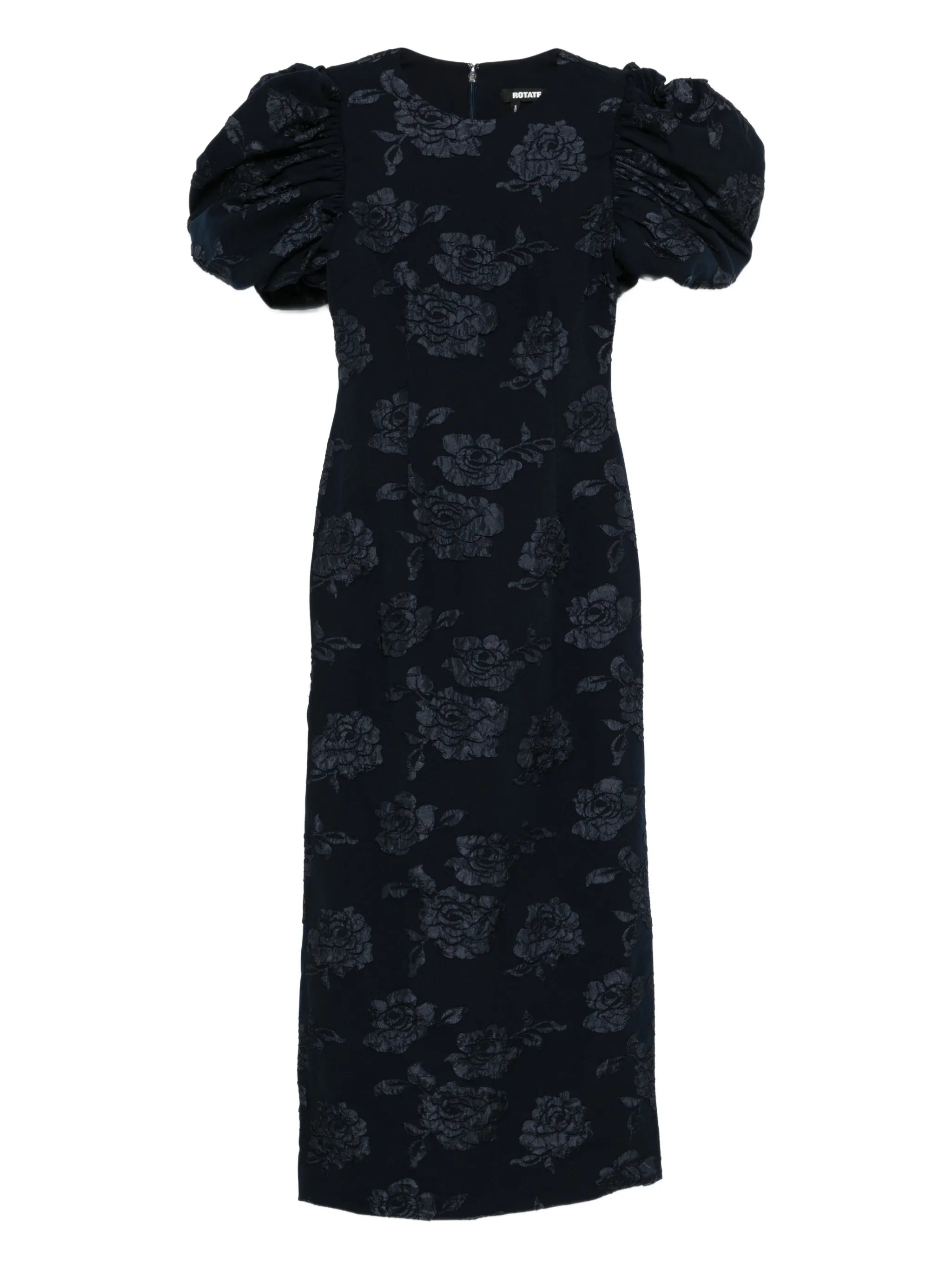 jacquard puff midi dress