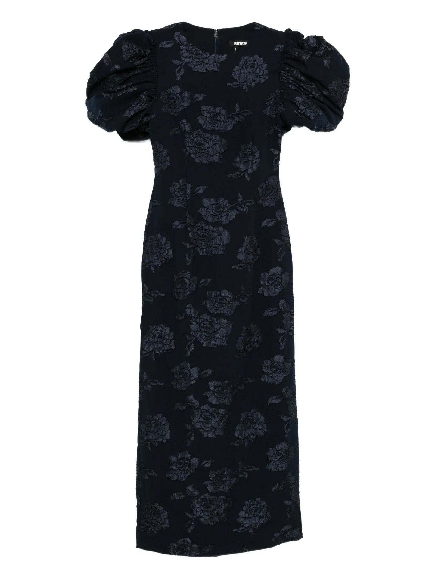 jacquard puff midi dress