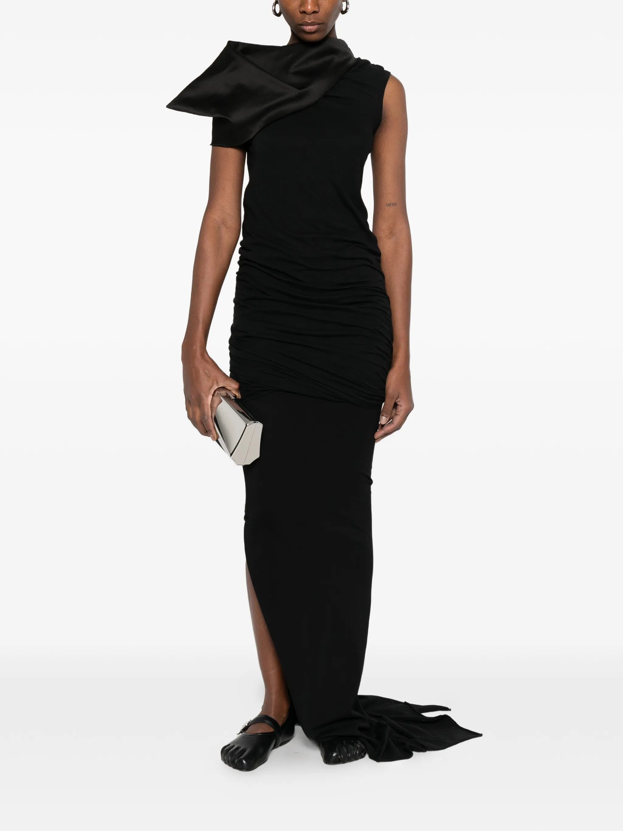 drape-neck mini dress