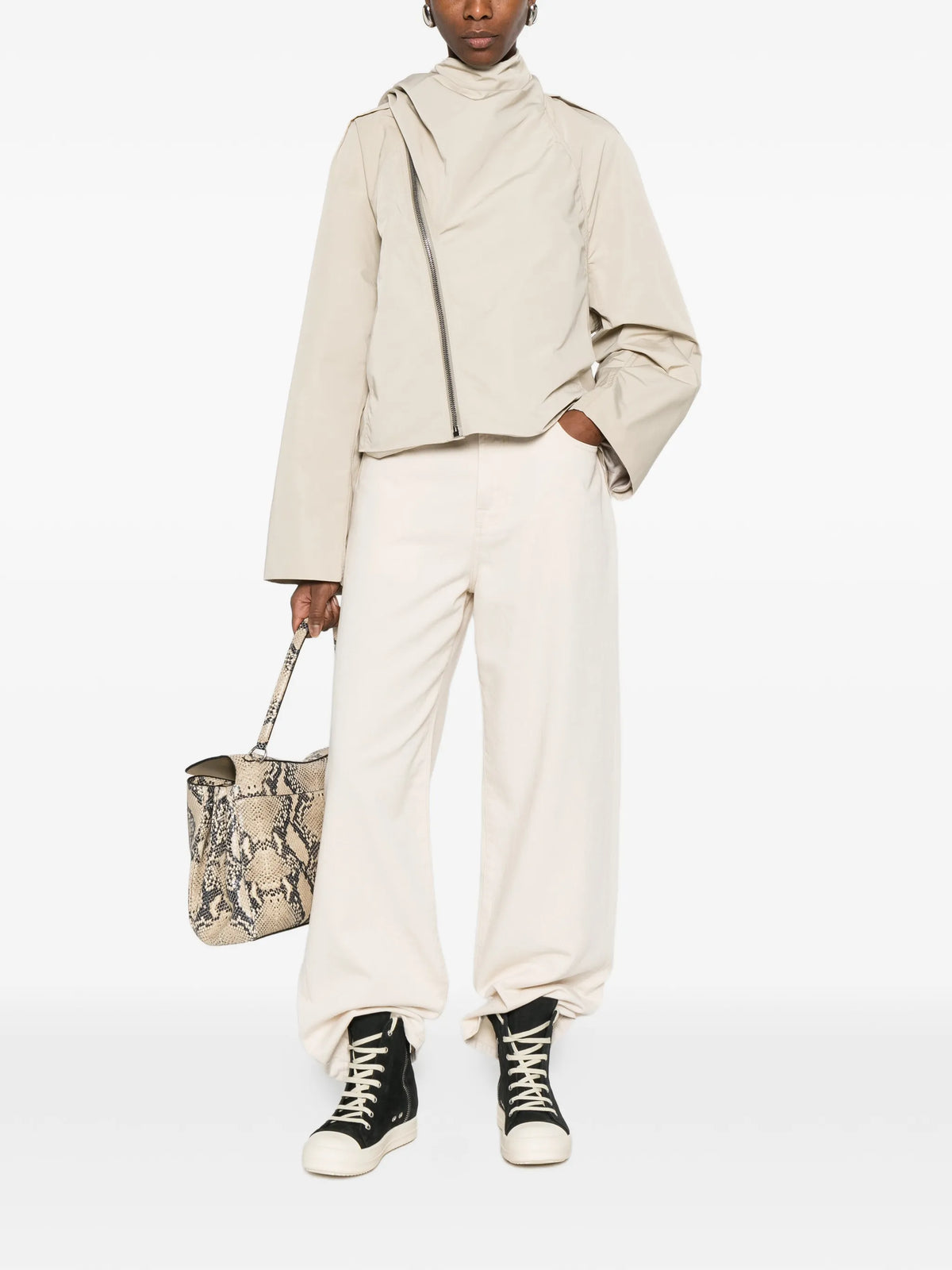 Temple Cropped Scarf Flight jacket in tech faille