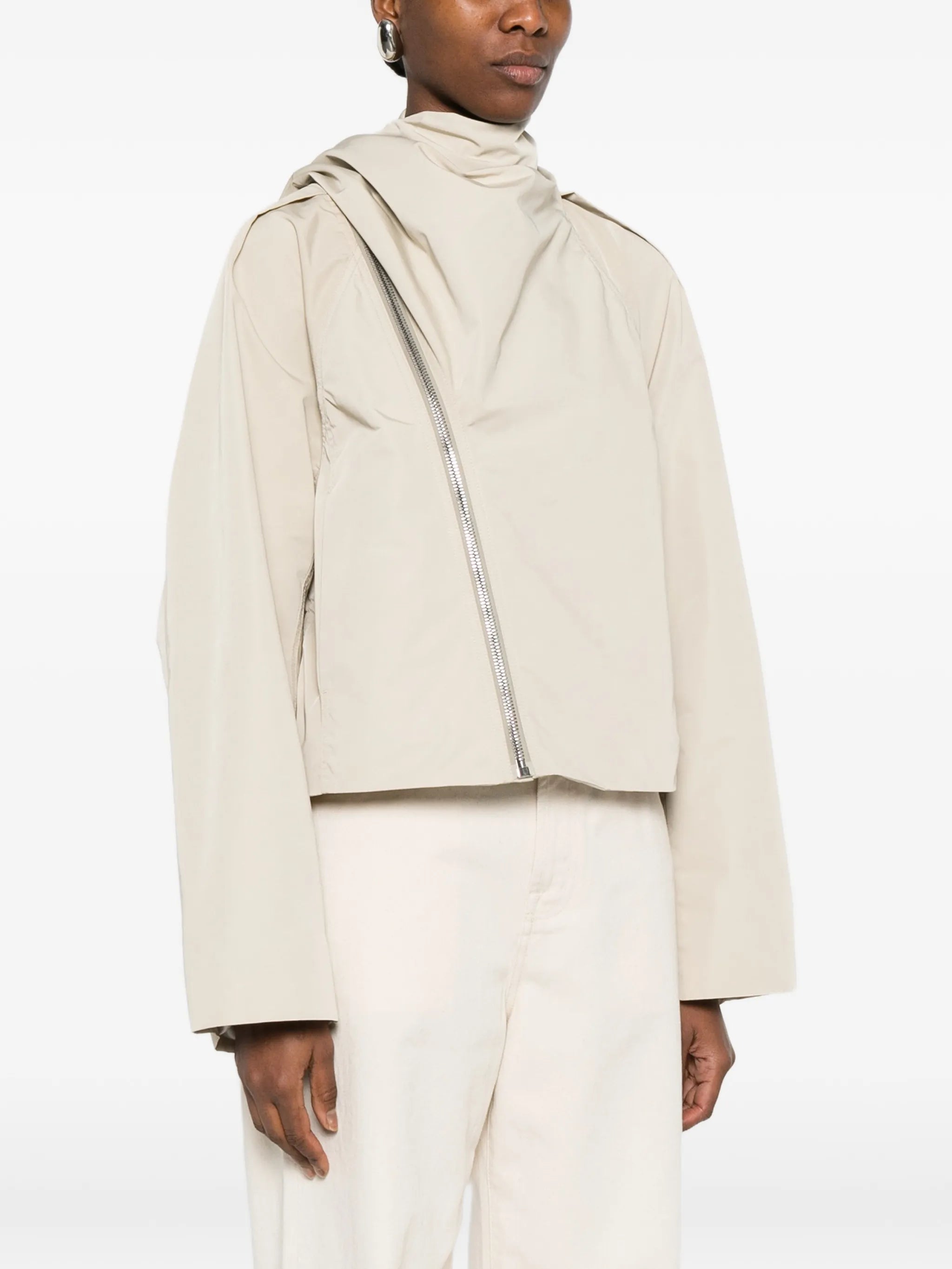 Temple Cropped Scarf Flight jacket in tech faille