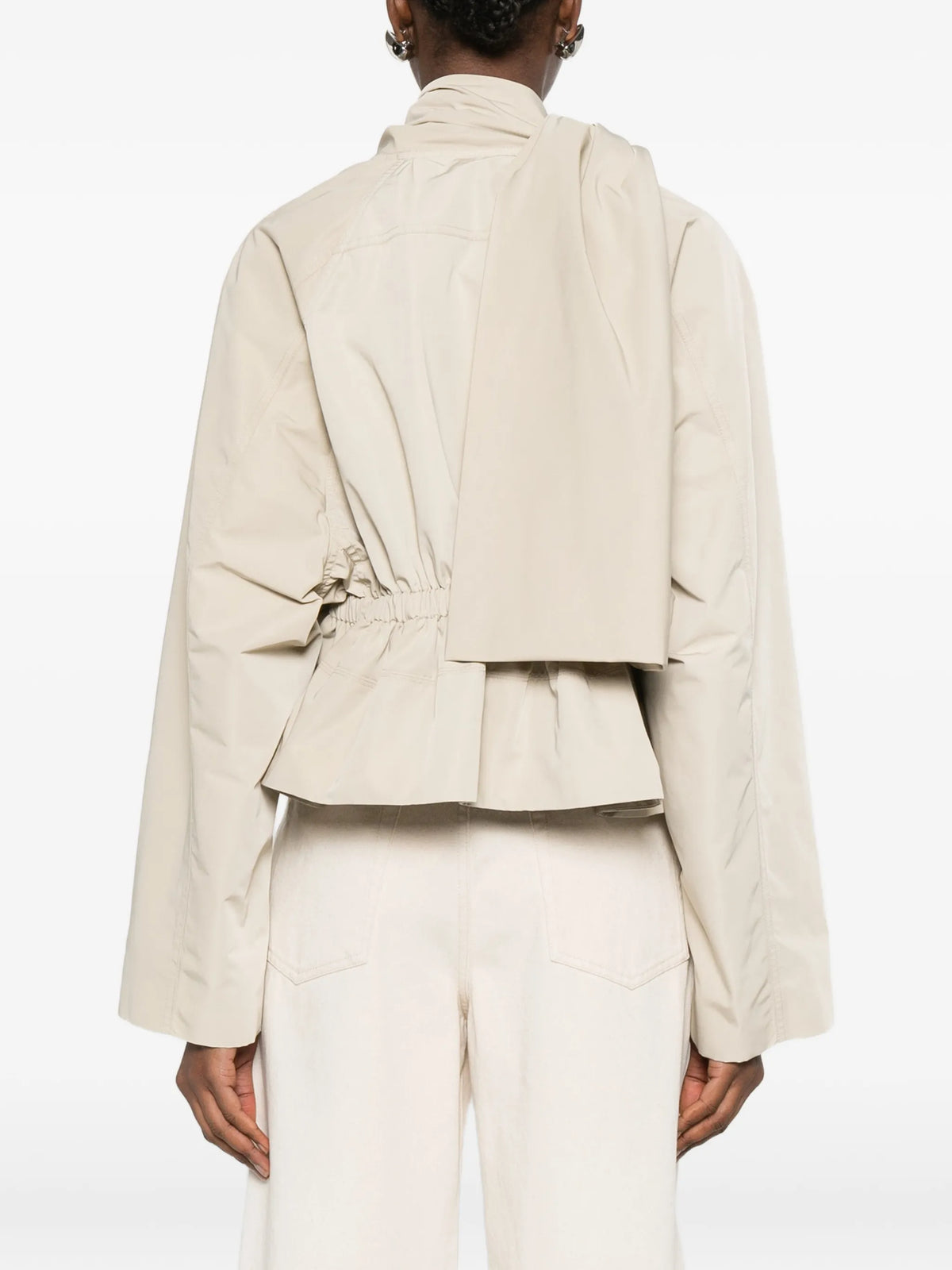 Temple Cropped Scarf Flight jacket in tech faille